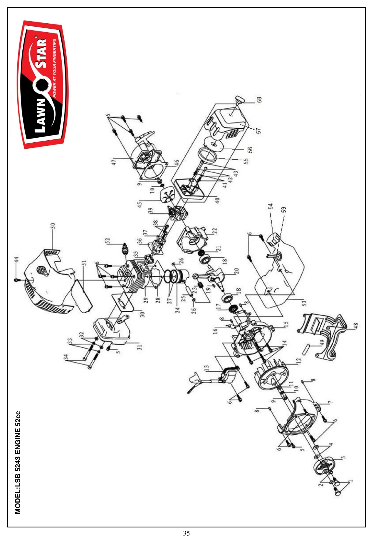 LSB 5243 Engine exploded parts diagram