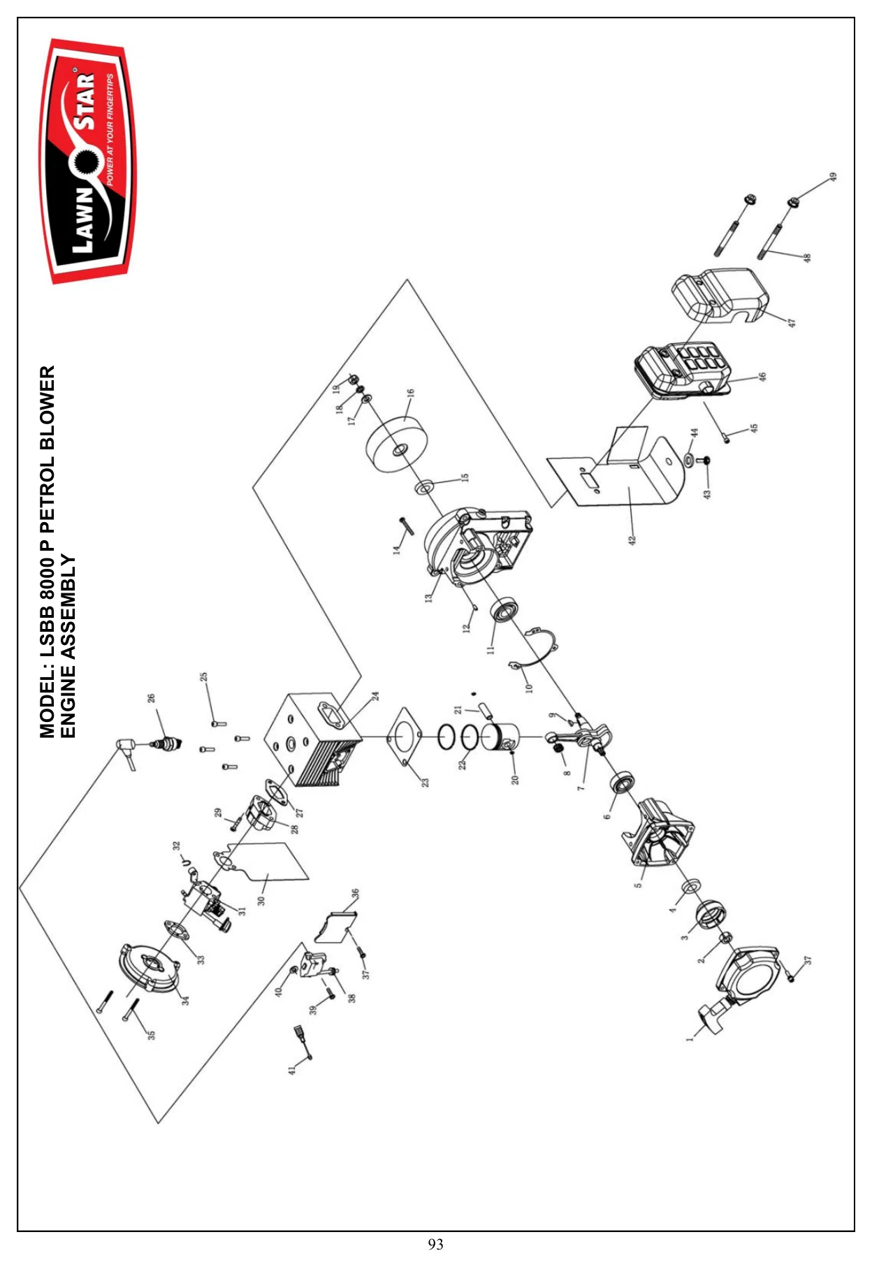 LSBB 8000 P Engine exploded parts diagram