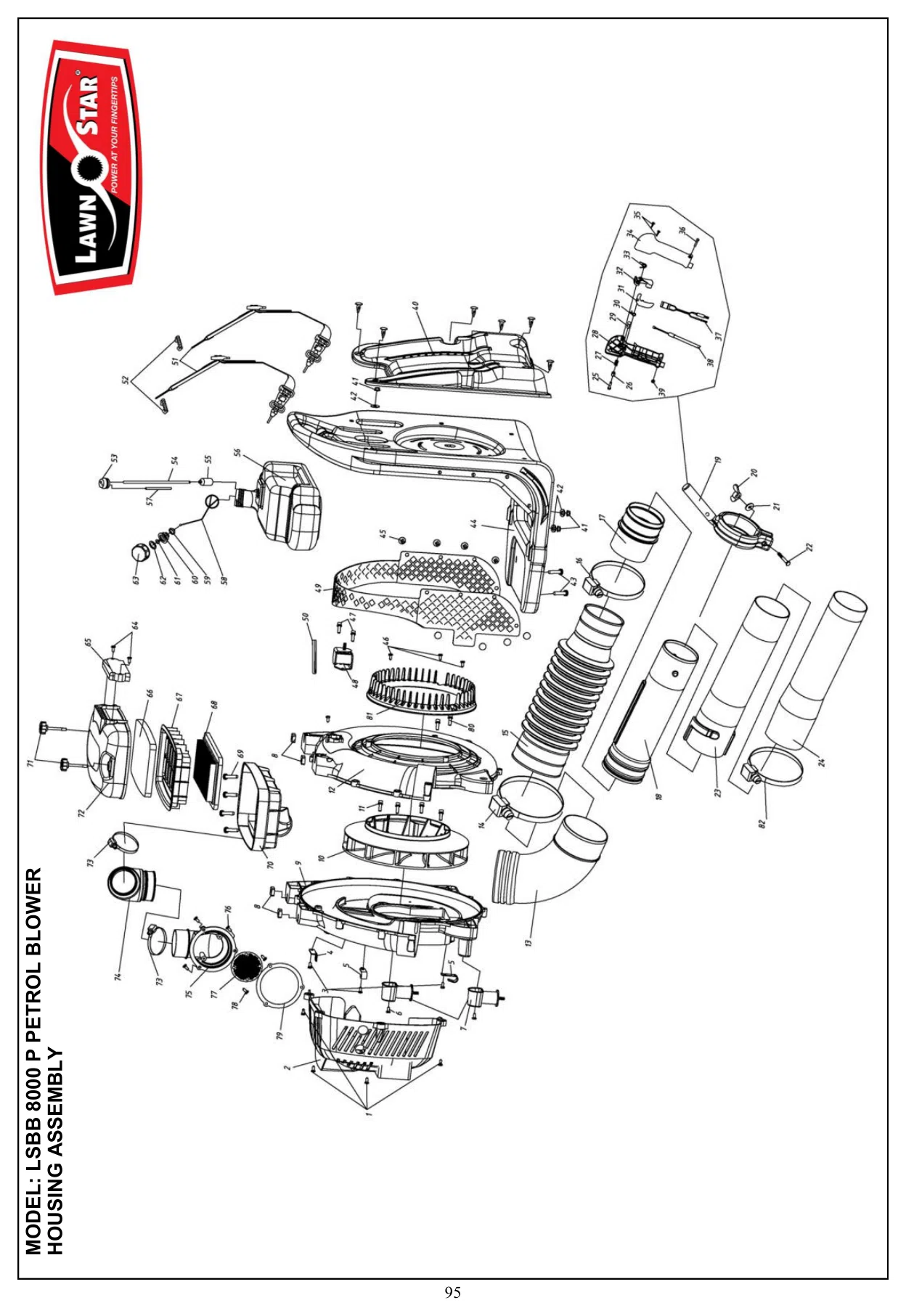 LSBB 8000 P Housing exploded parts diagram