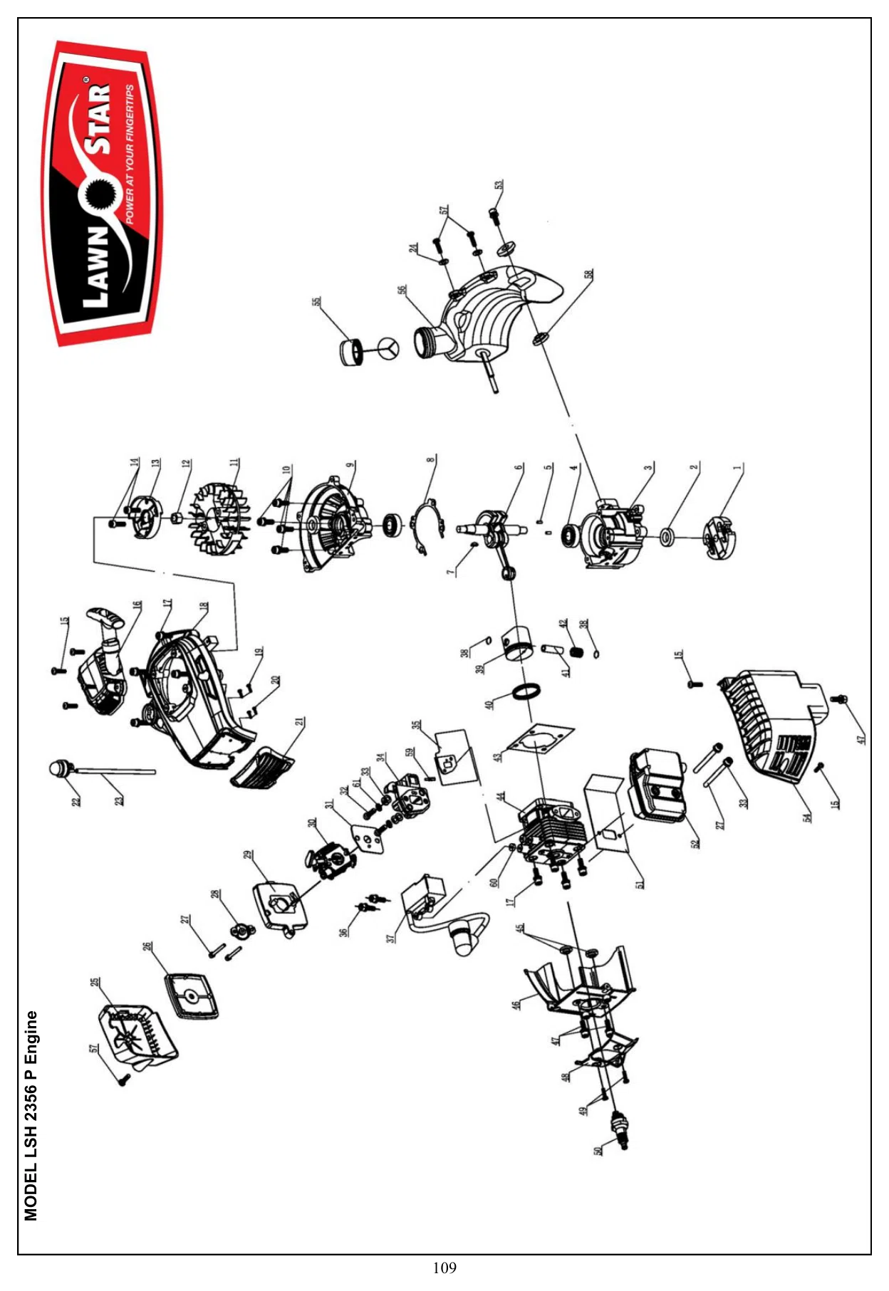 LSH 2356 P Engine exploded parts diagram