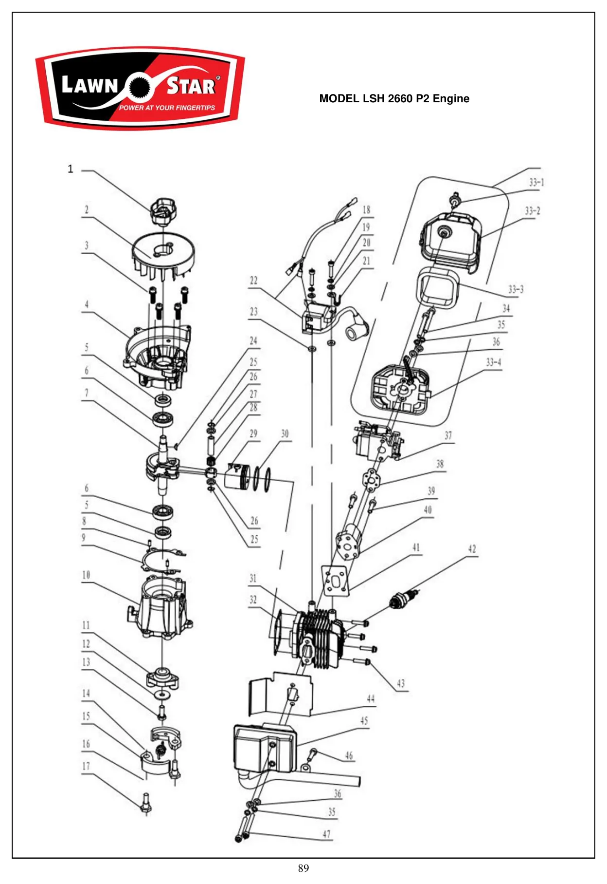 LSH 2660 P2 Engine exploded parts diagram