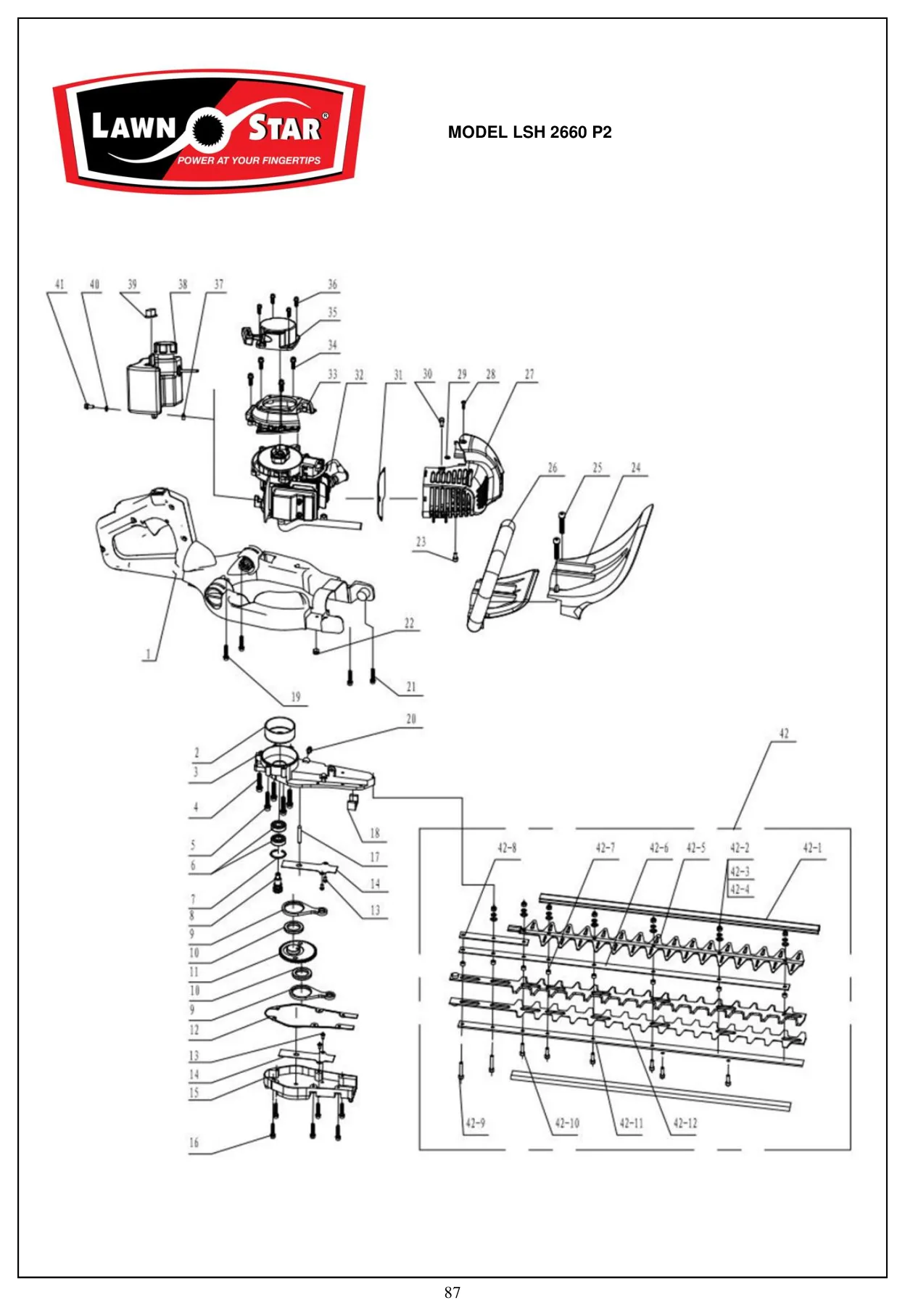 LSH 2660 P2 exploded parts diagram