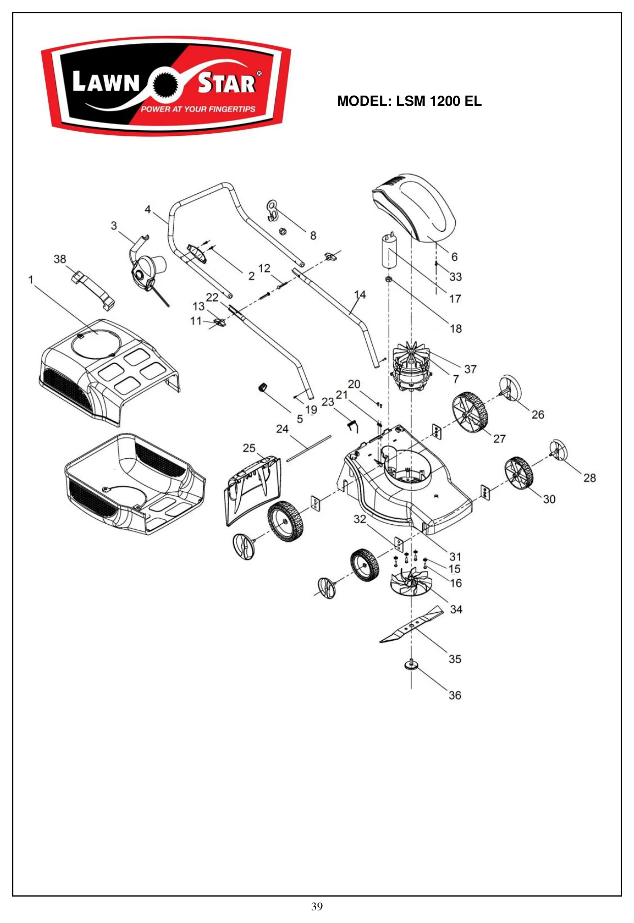 LSM 1200 EL exploded parts diagram