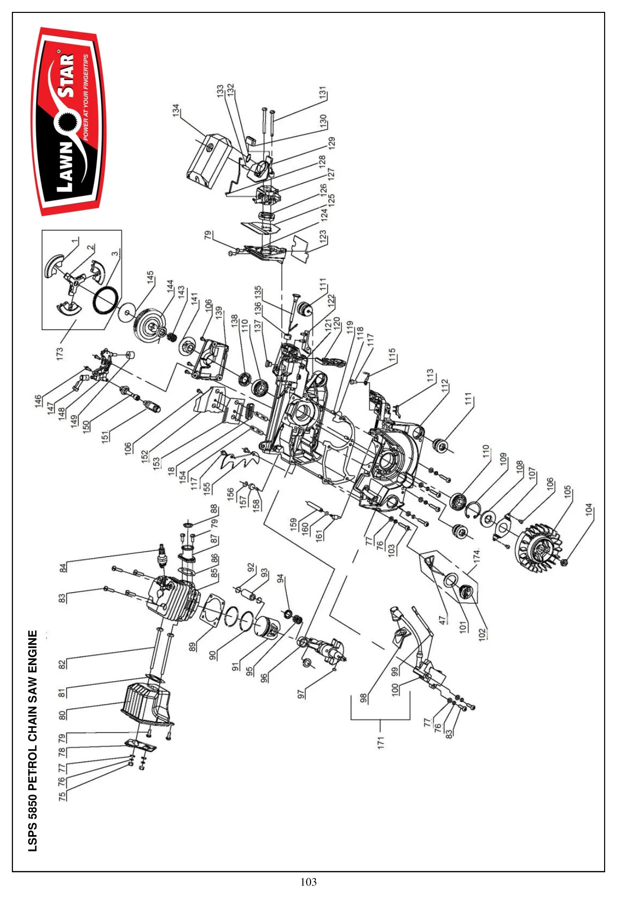 LSPS 5850 Engine exploded parts diagram