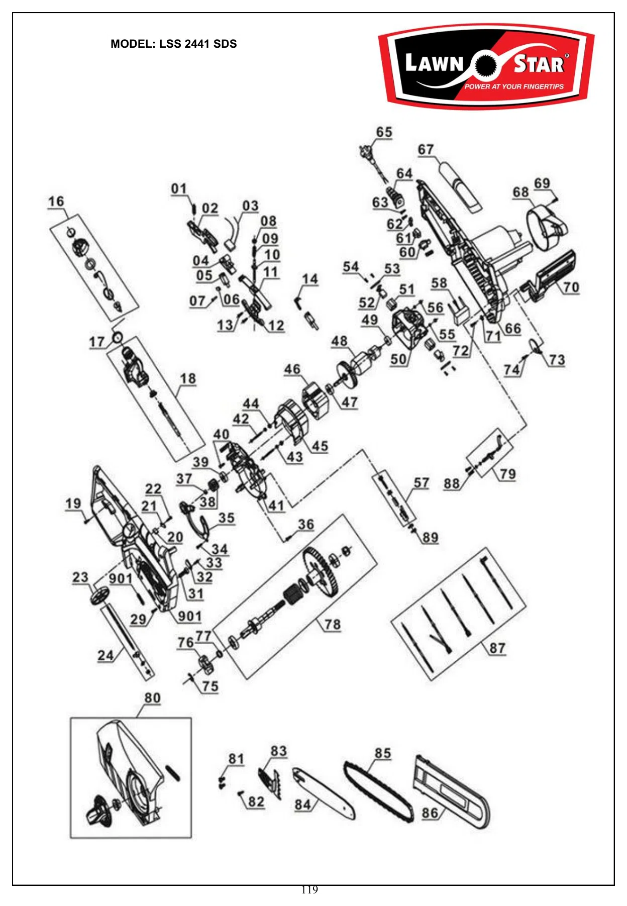 LSS 2441 SDS exploded parts diagram