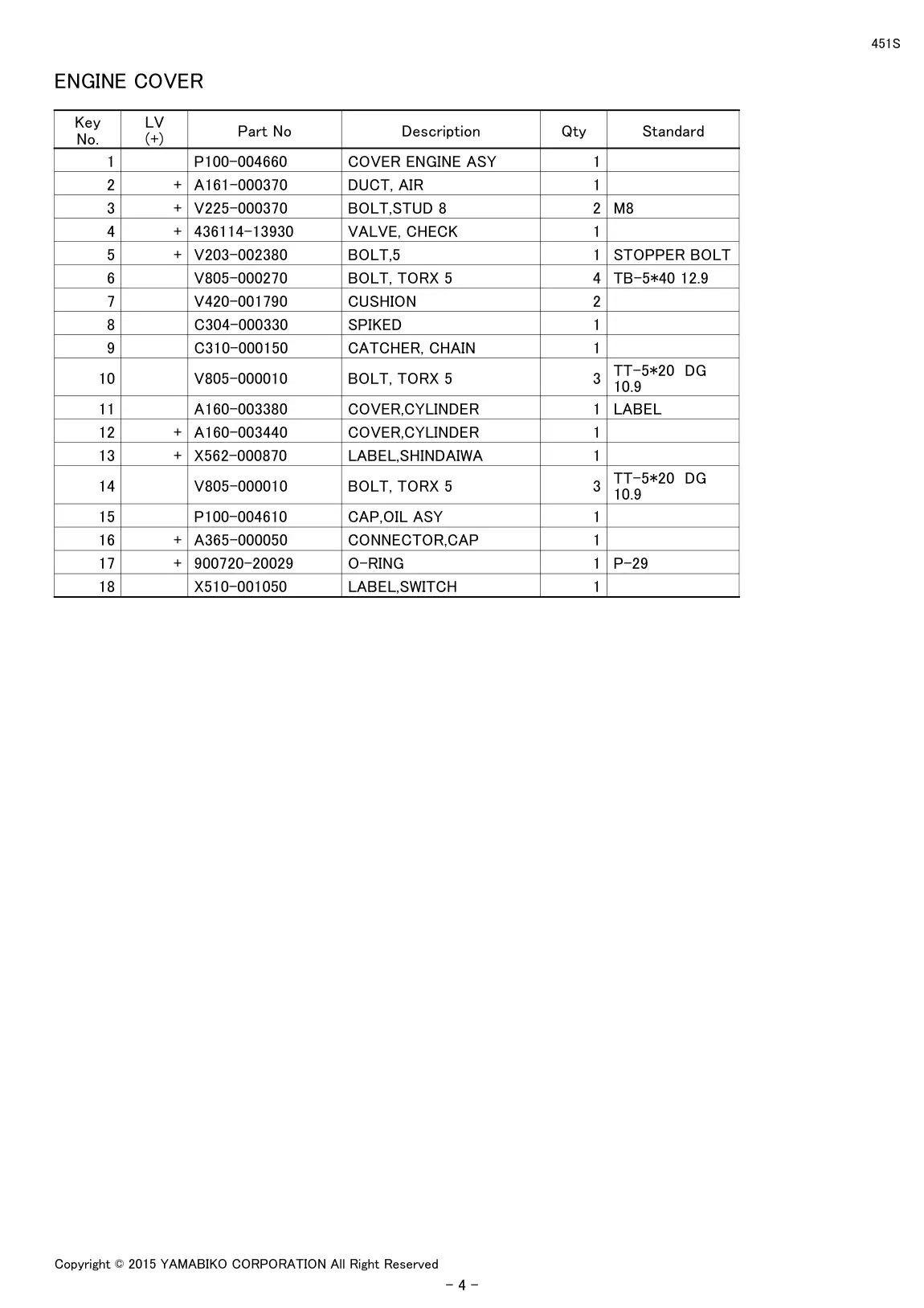 451S IPL page 6 - ENGINE COVER