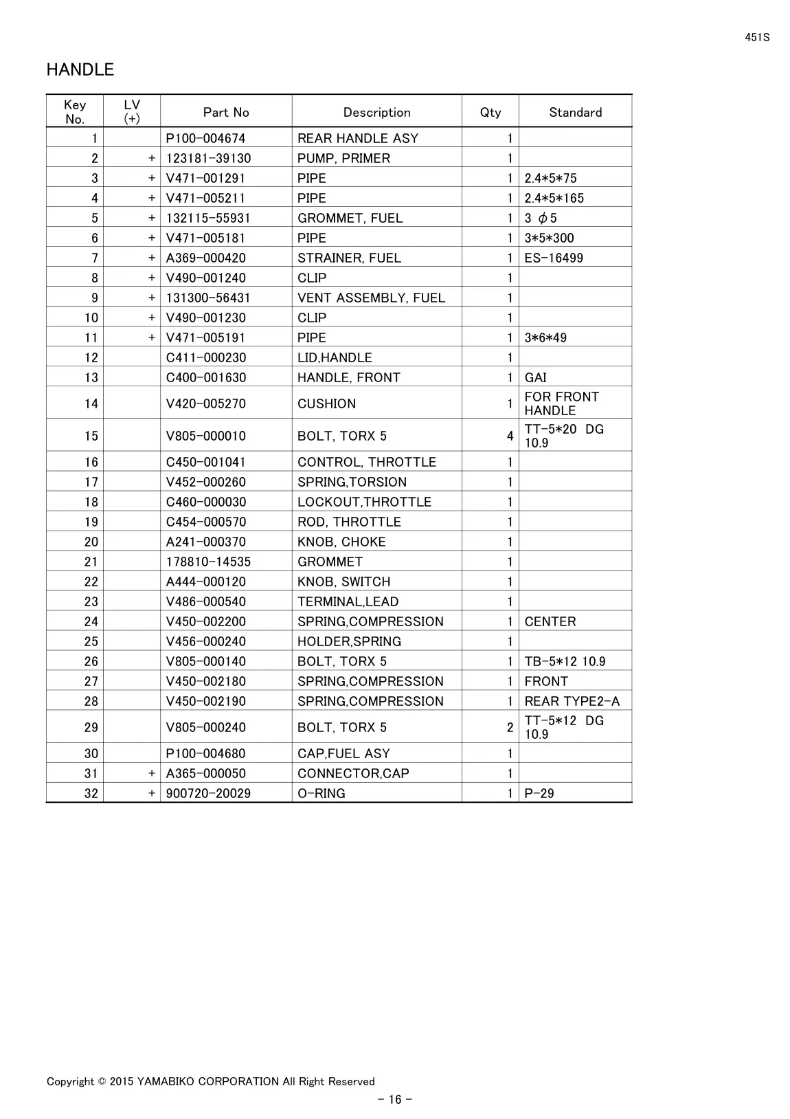 451S IPL page 18 - HANDLE