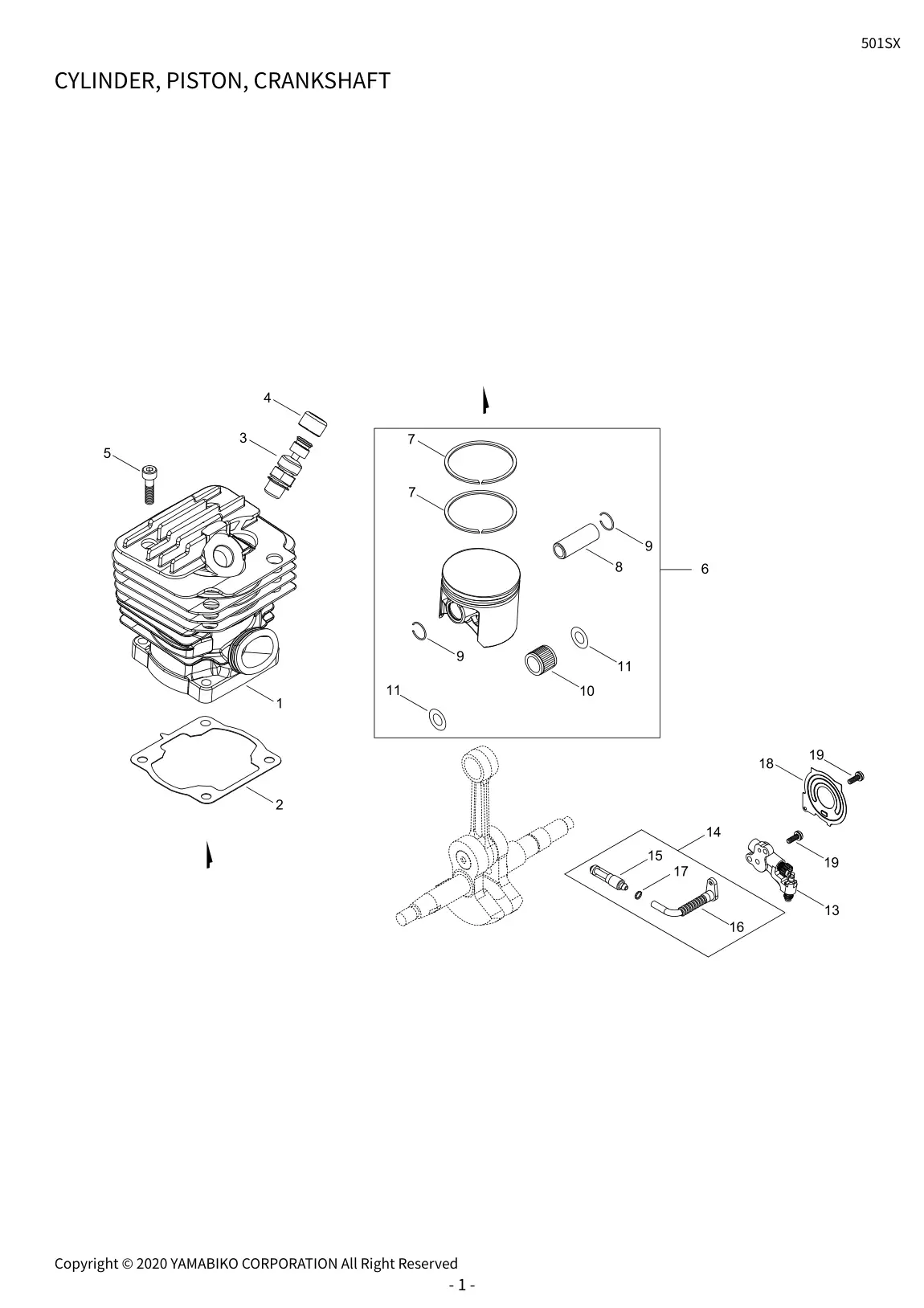 501SX IPL page 3 - CYLINDER, PISTON, CRANKSHAFT