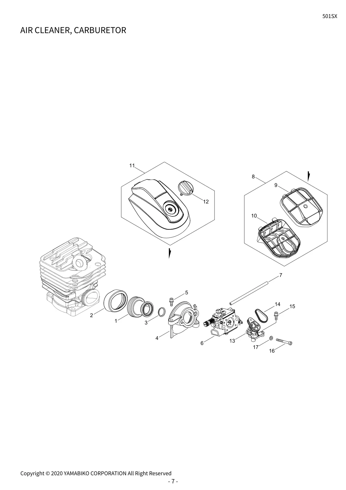 501SX IPL page 9 - AIR CLEANER, CARBURETOR