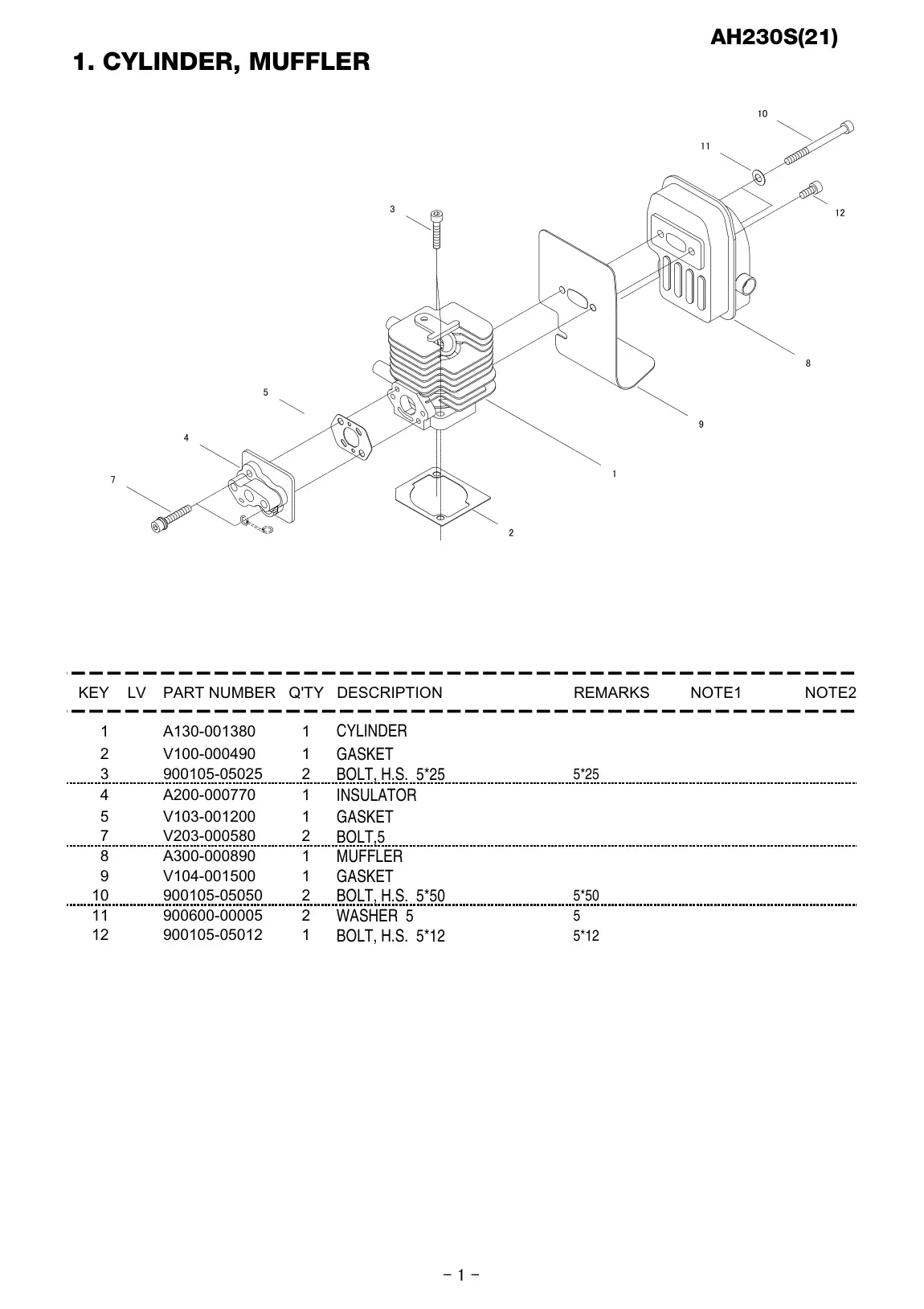 AH230S IPL page 2 - BOLT, H.S.  5*12