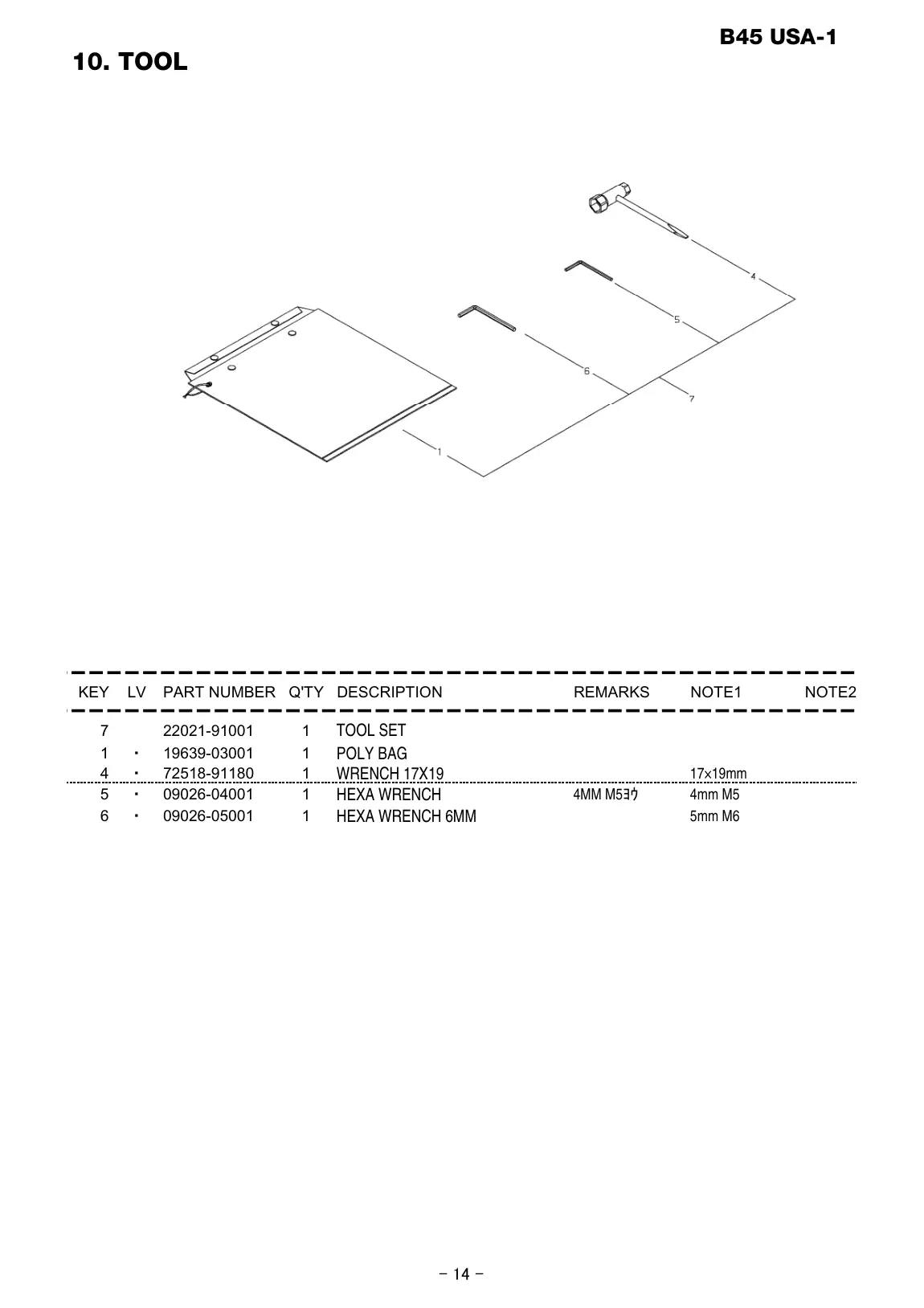 B45 USA-1 B45 USA-1 IPL page 15 - HEXA WRENCH 6MM
