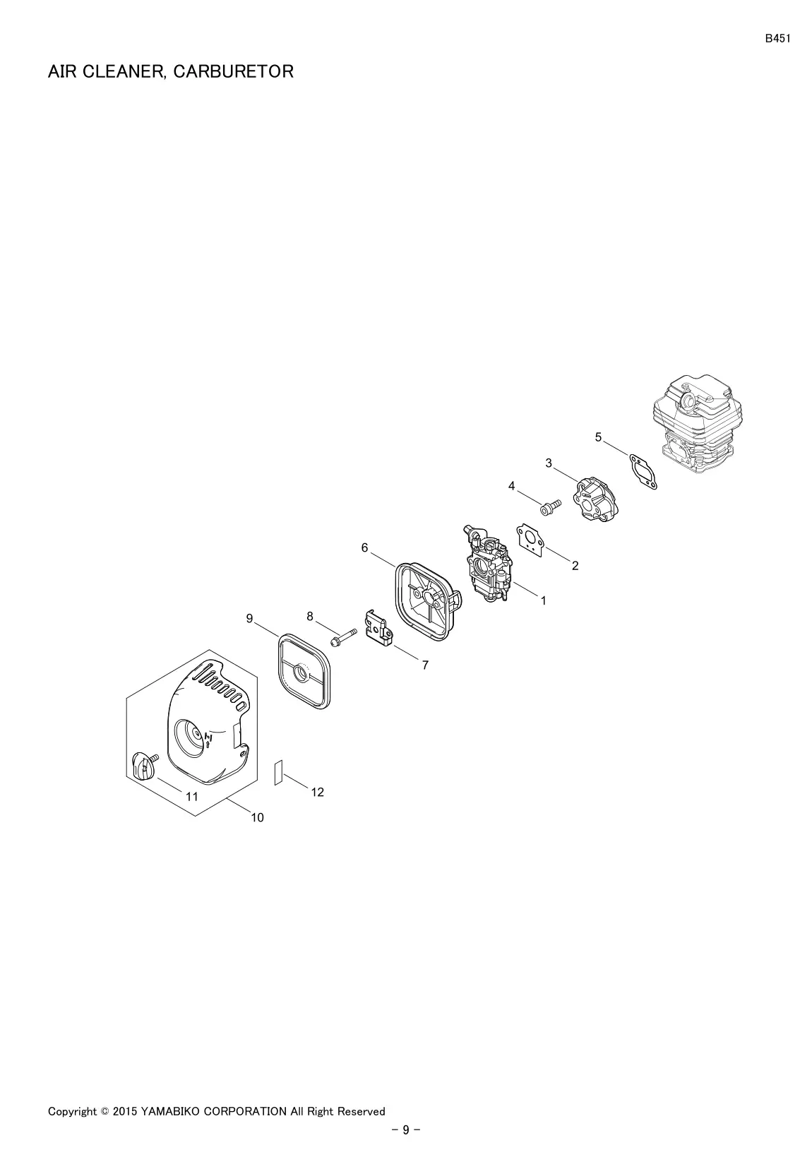 B451 IPL page 11 - AIR CLEANER, CARBURETOR