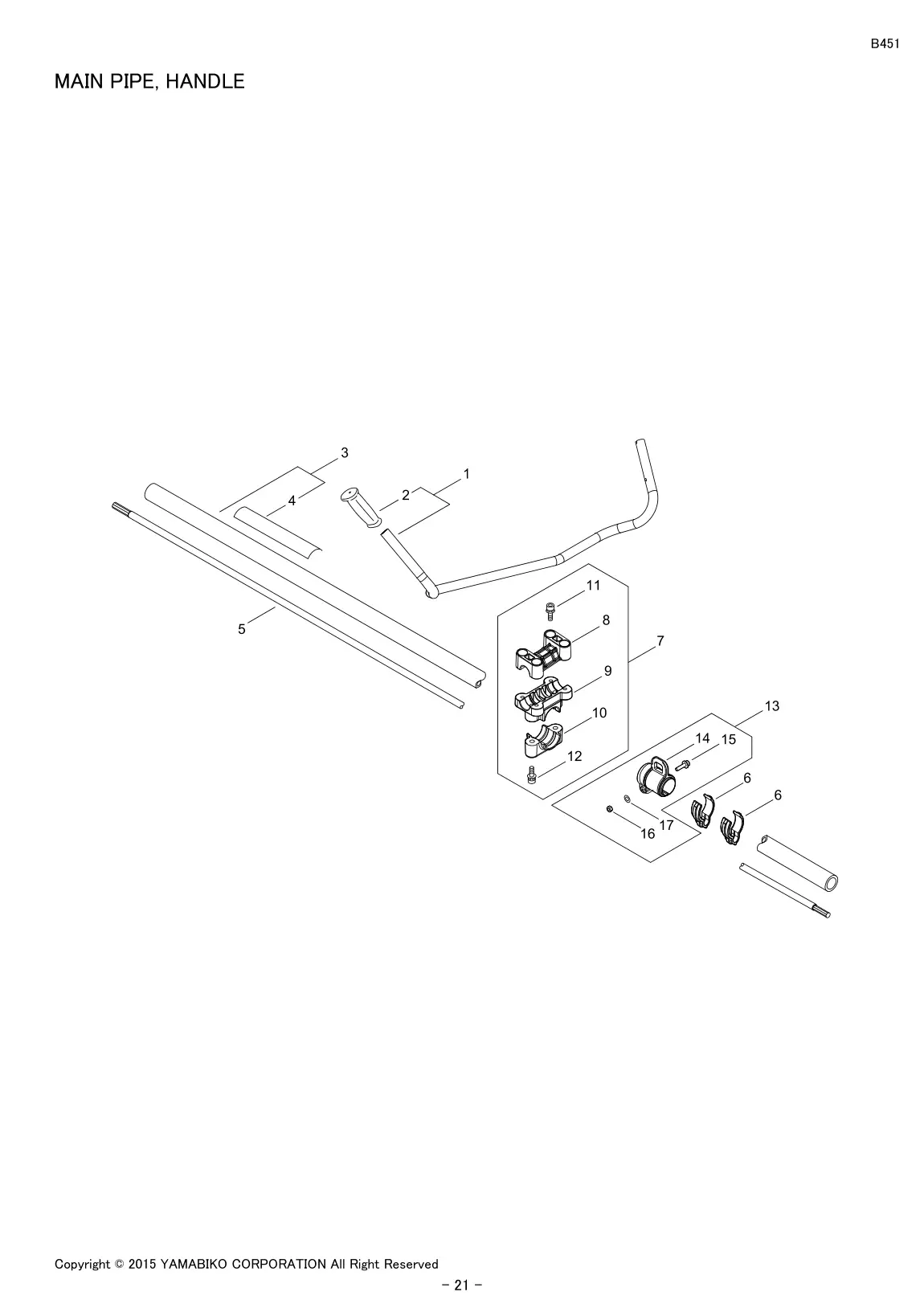 B451 IPL page 23 - MAIN PIPE, HANDLE