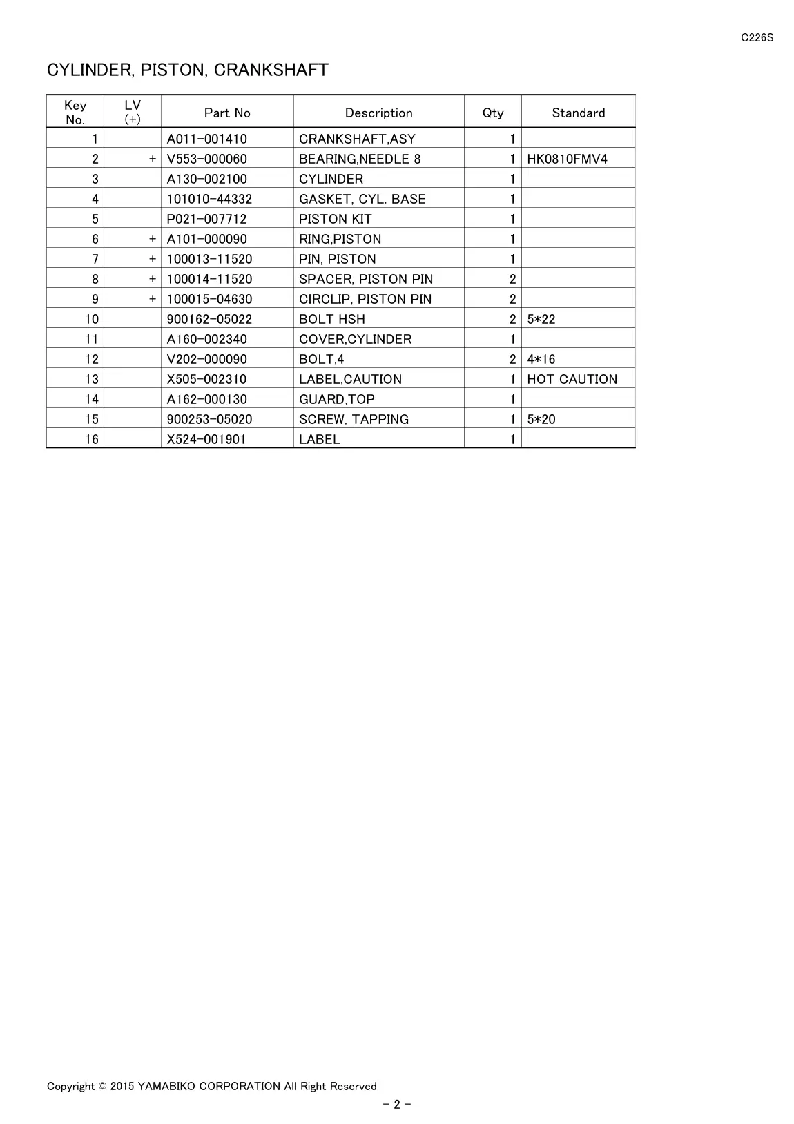 C226S IPL page 4 - CYLINDER, PISTON, CRANKSHAFT