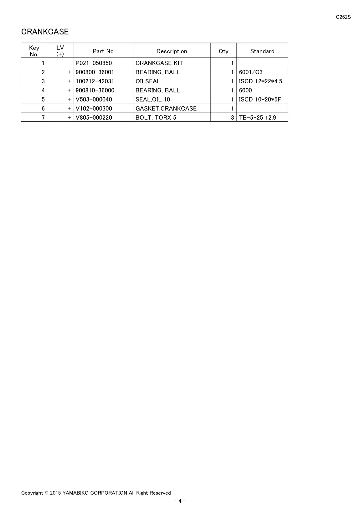 C262S IPL page 6 - CRANKCASE