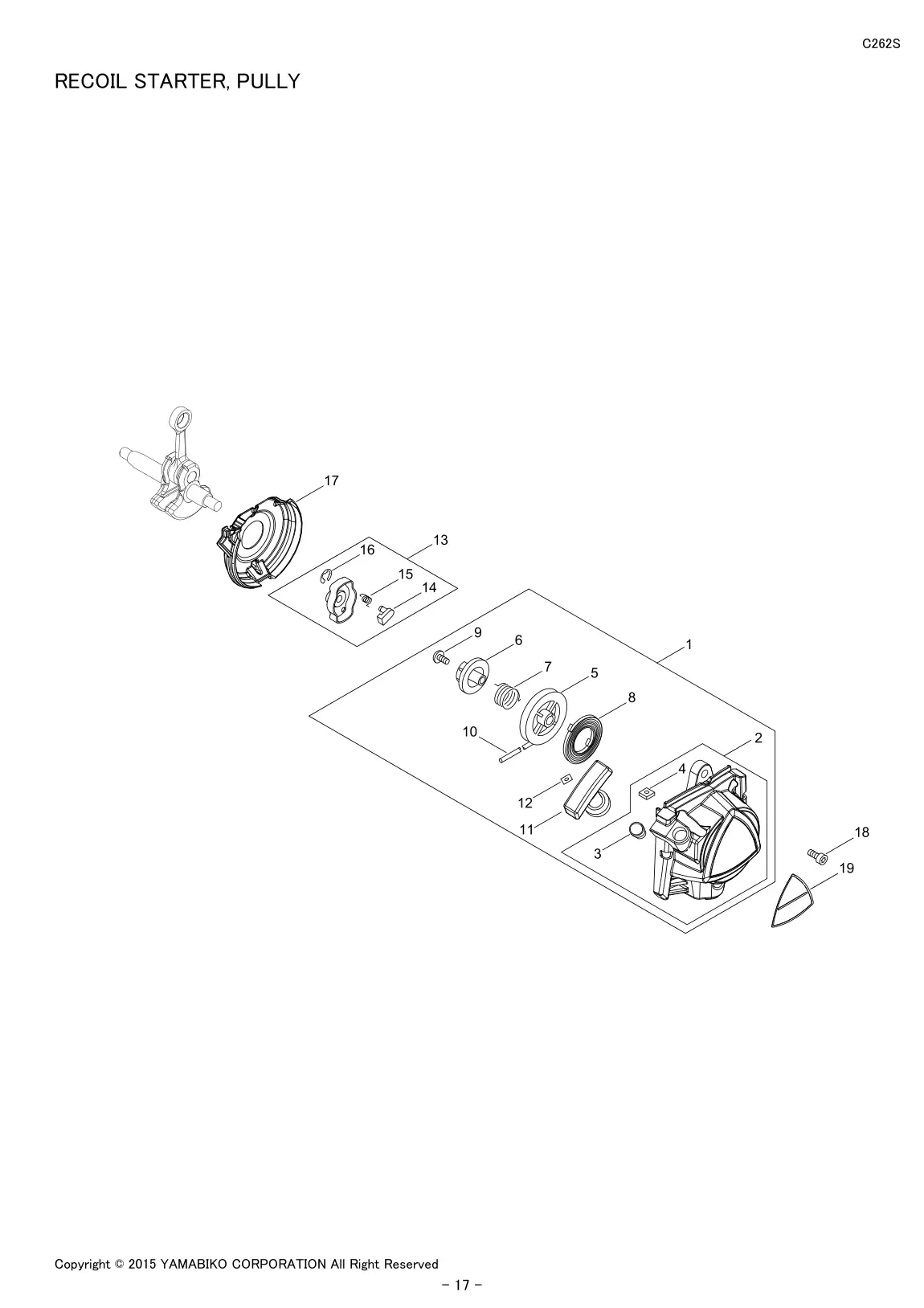 C262S IPL page 19 - RECOIL STARTER, PULLY