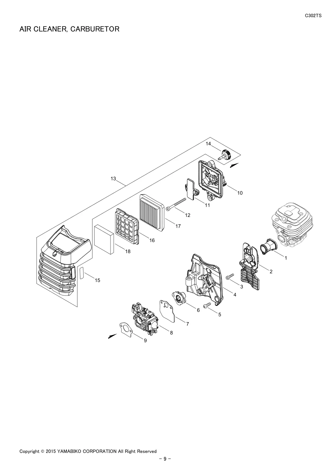 C302TS IPL page 11 - AIR CLEANER, CARBURETOR
