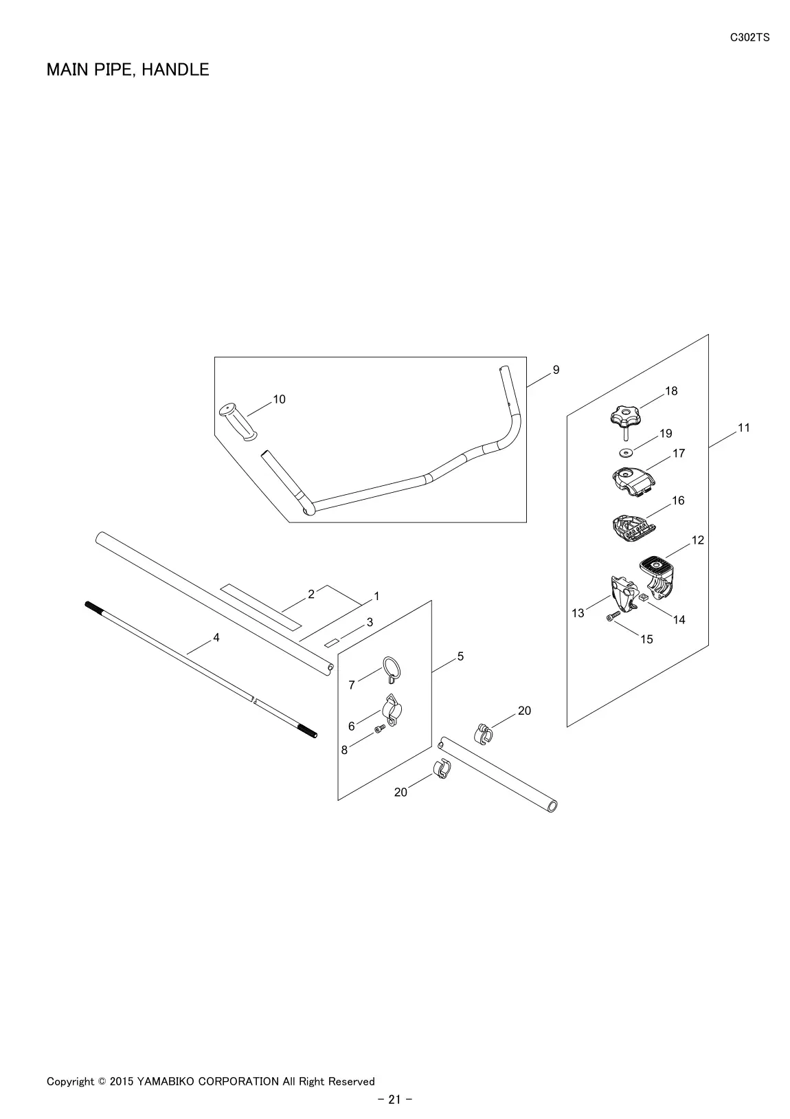 C302TS IPL page 23 - MAIN PIPE, HANDLE