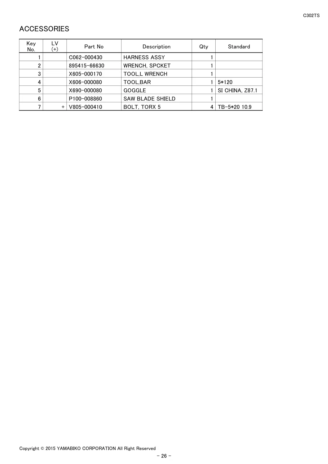 C302TS IPL page 28 - ACCESSORIES