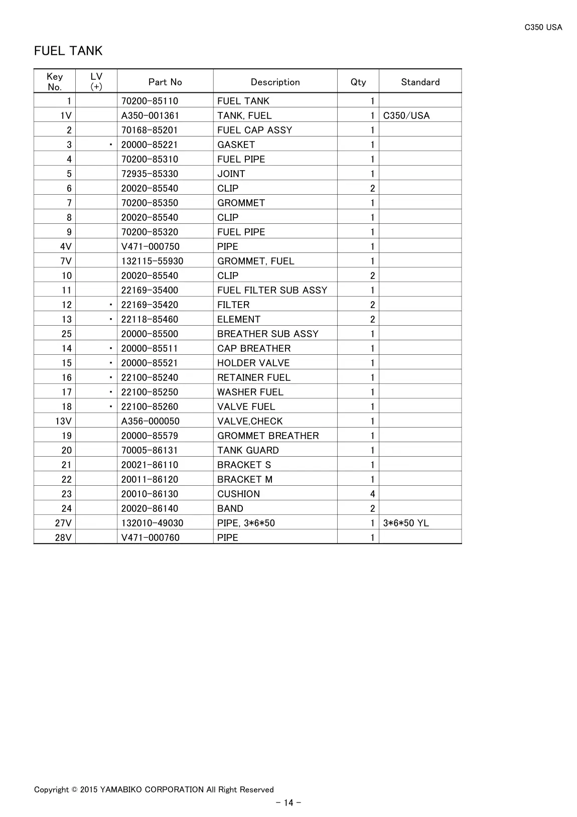 C350 USA IPL page 16 - FUEL TANK