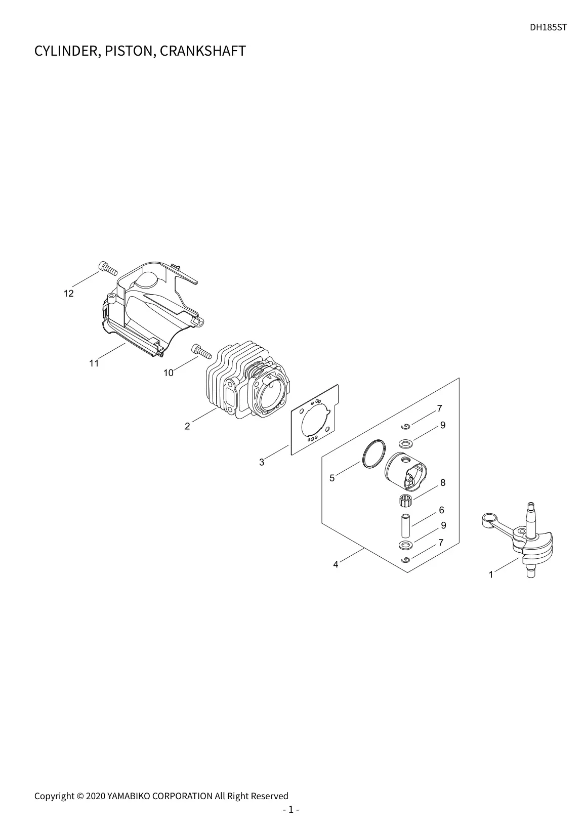 DH185ST IPL page 4 - CYLINDER, PISTON, CRANKSHAFT