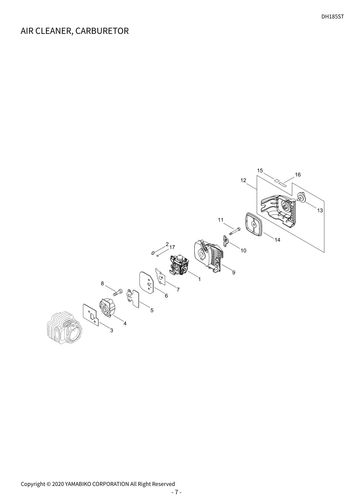 DH185ST IPL page 10 - AIR CLEANER, CARBURETOR