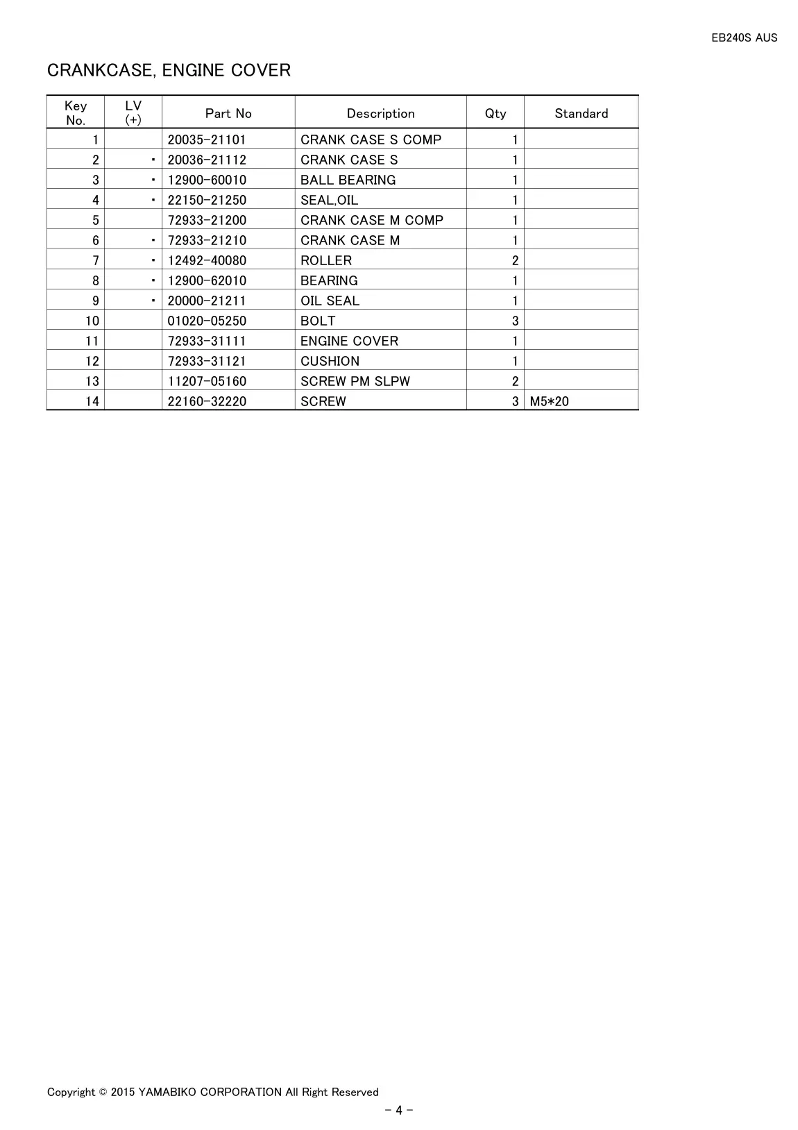 EB240S AUS IPL page 6 - CRANKCASE, ENGINE COVER