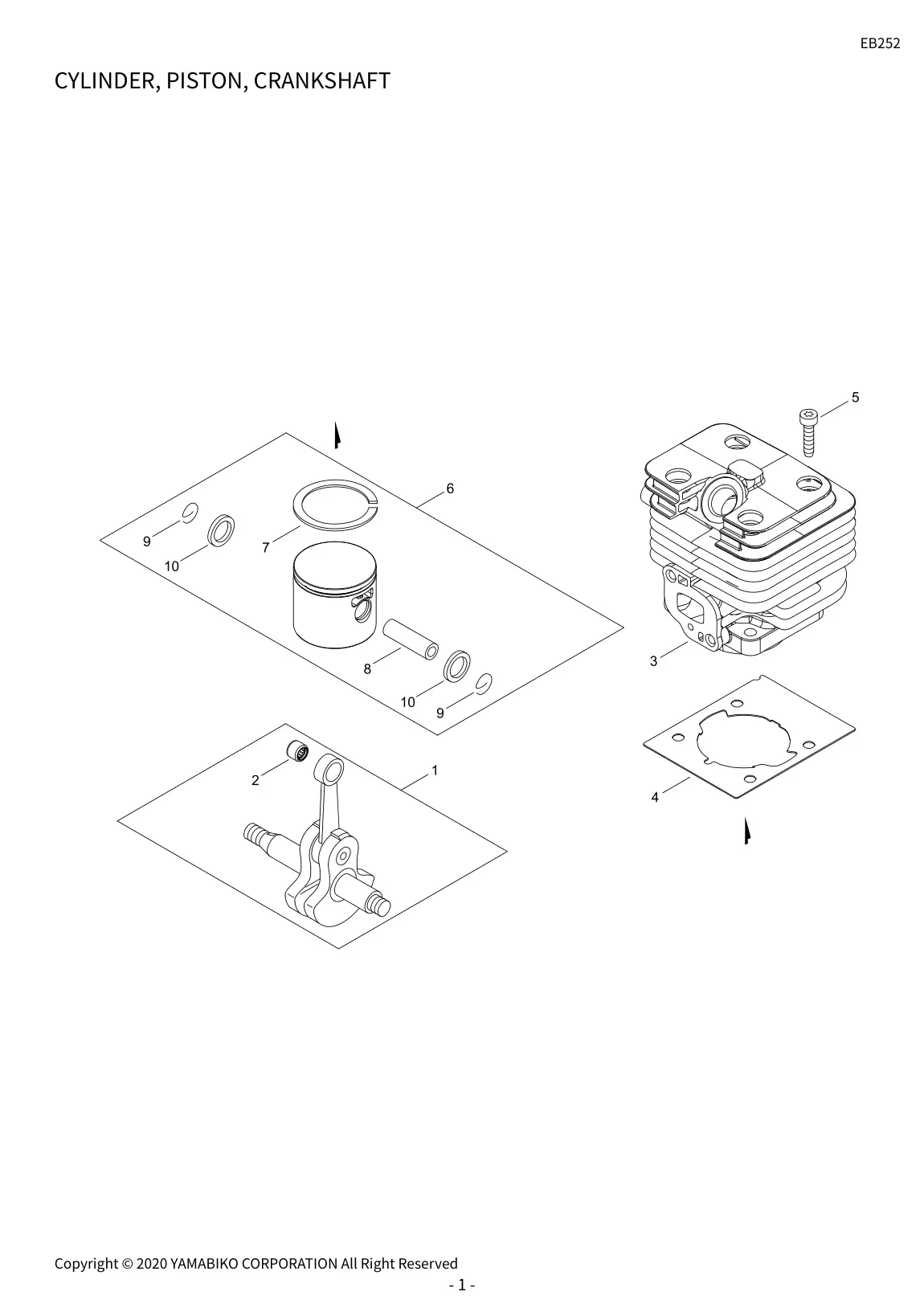 EB252 IPL page 3 - CYLINDER, PISTON, CRANKSHAFT