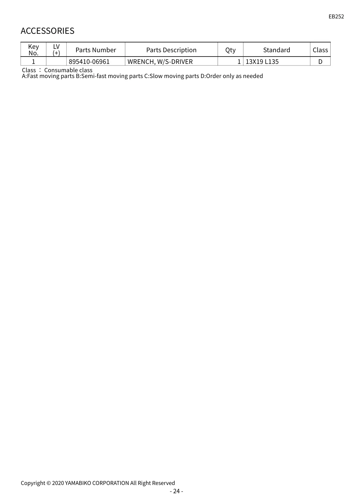 EB252 IPL page 26 - ACCESSORIES