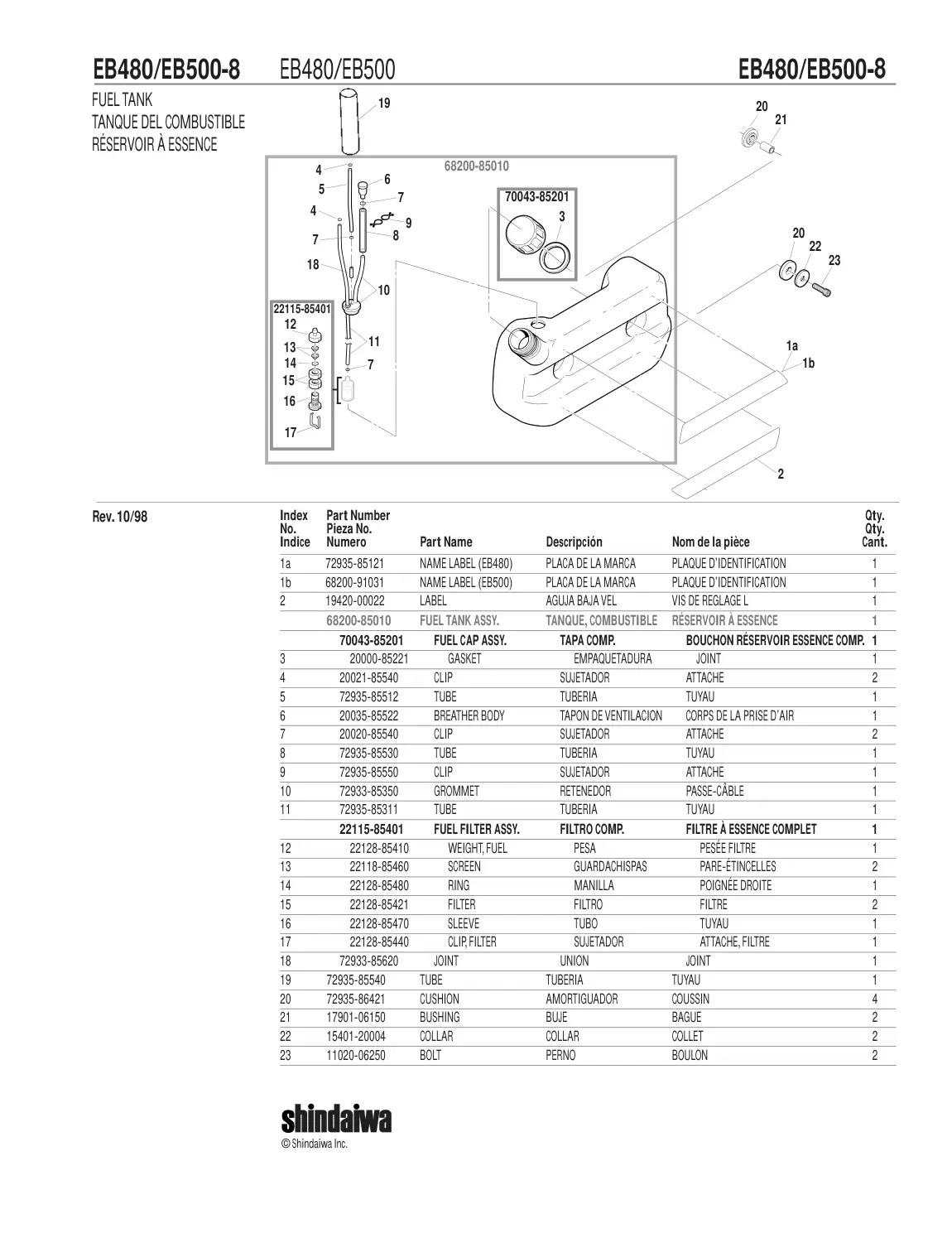 EB480 EB500 IPL page 9 - FUEL TANK