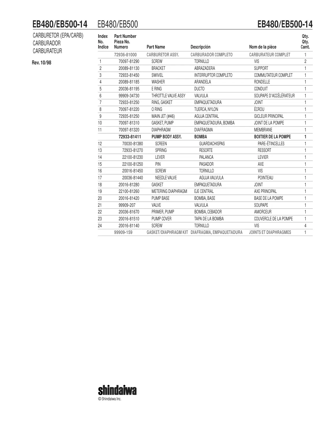 EB480 EB500 IPL page 15 - JOINTS ET DIAPHRAGMES