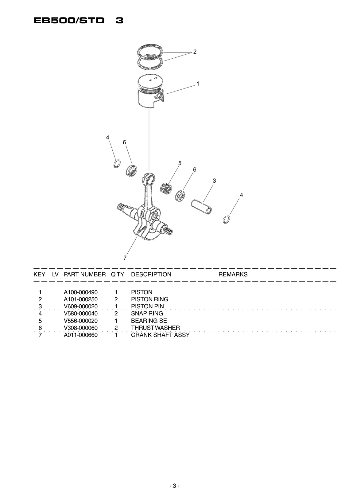 EB500 STD IPL page 4 - CRANK SHAFT ASSY