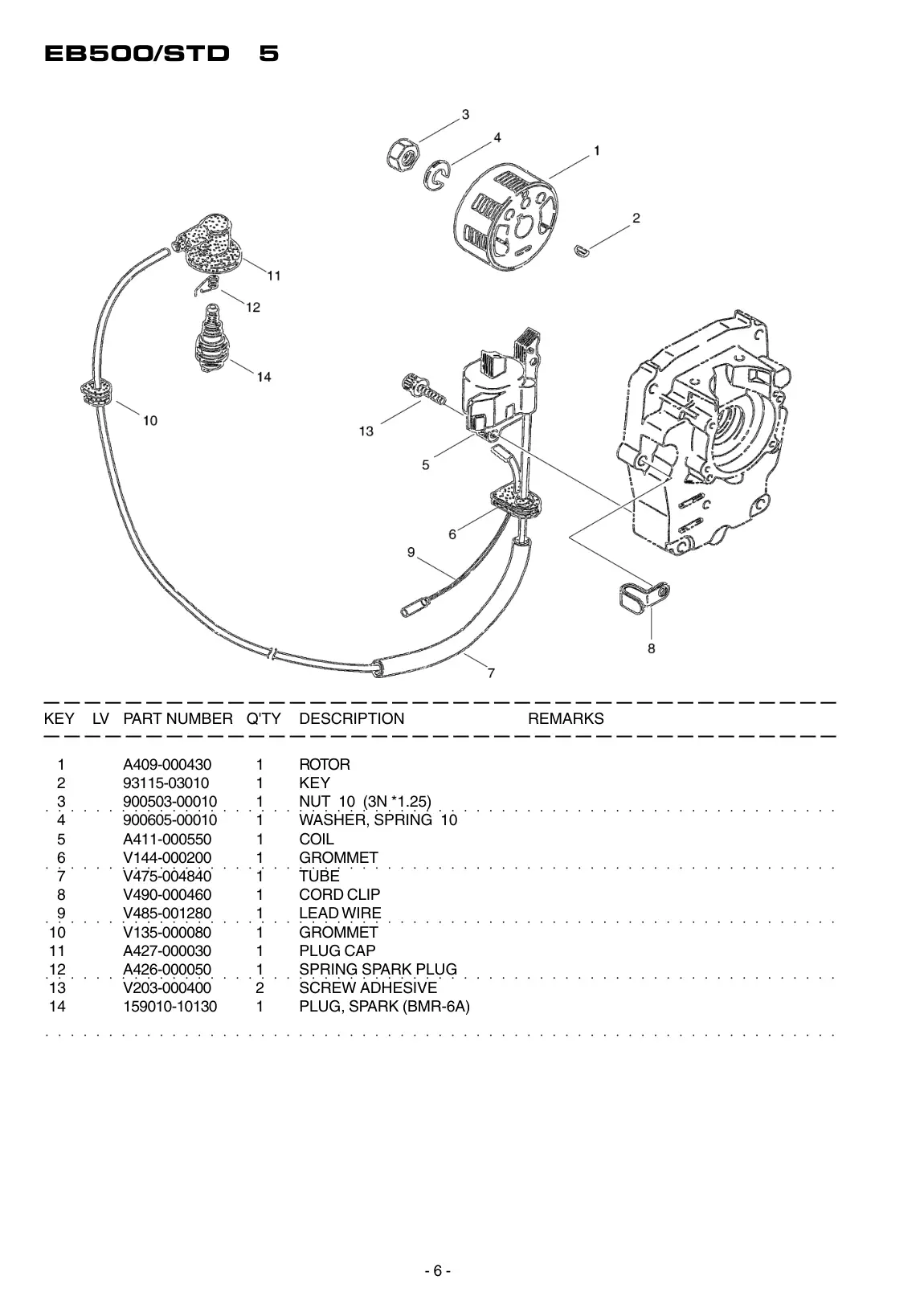 EB500 STD IPL page 7 - PLUG, SPARK (BMR-6A)
