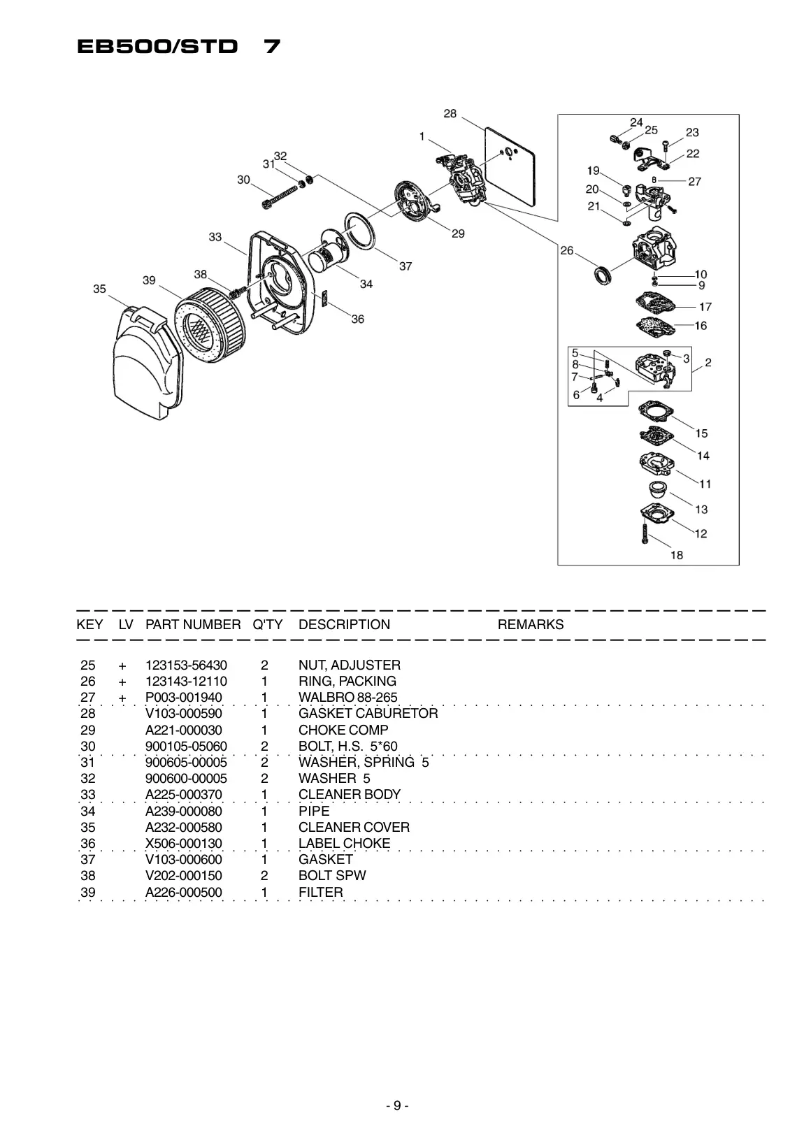 EB500 STD IPL page 10 - FILTER