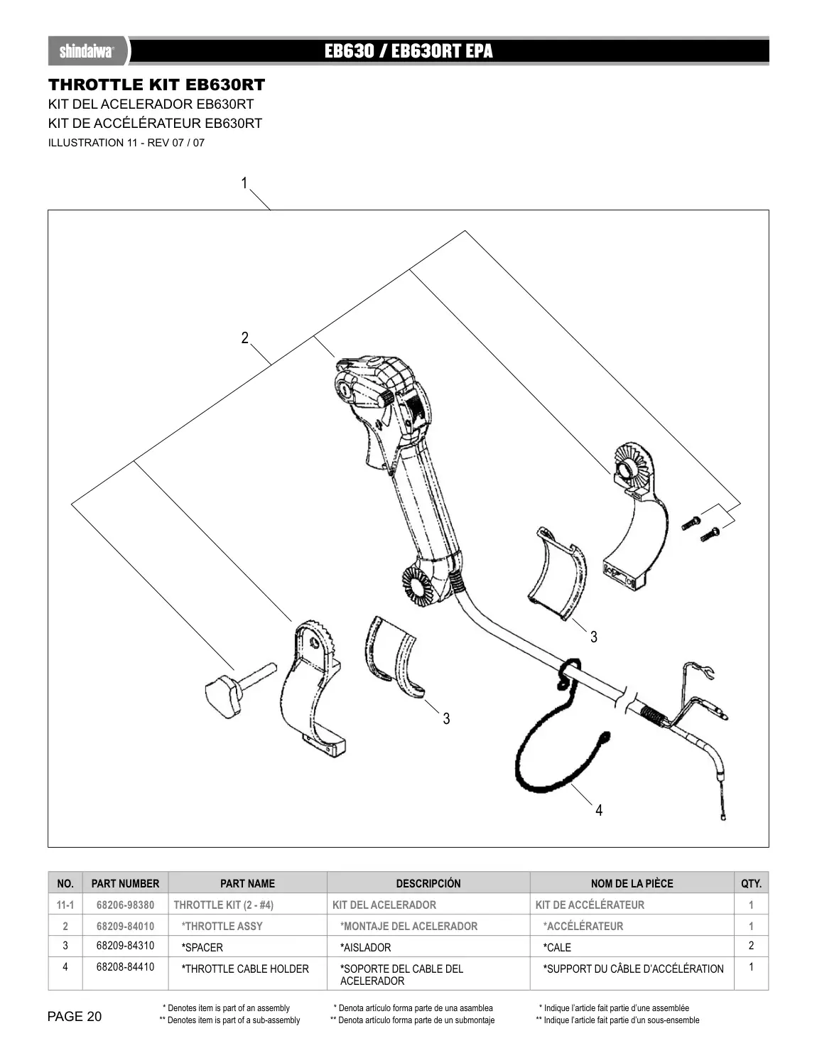 EB630 BLOWER IPL page 20 - *SUPPORT DU CÂBLE D’ACCÉLÉRATION