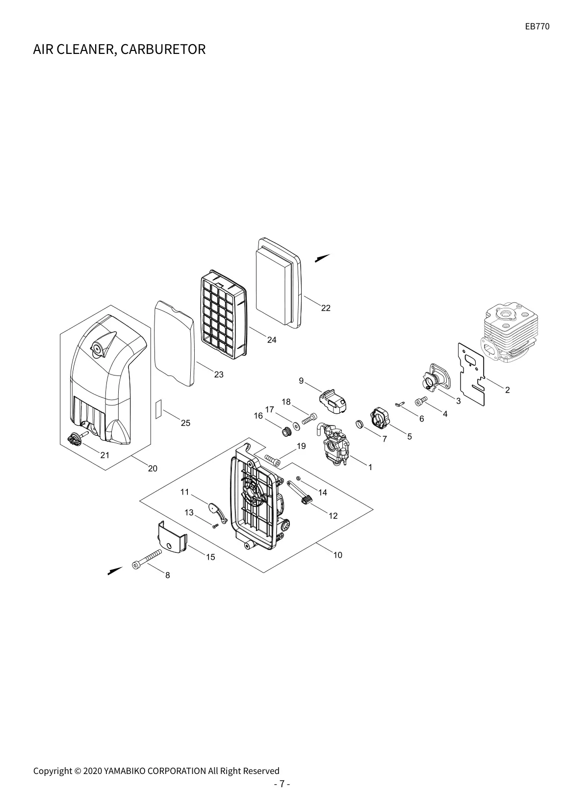 EB770 IPL page 10 - AIR CLEANER, CARBURETOR