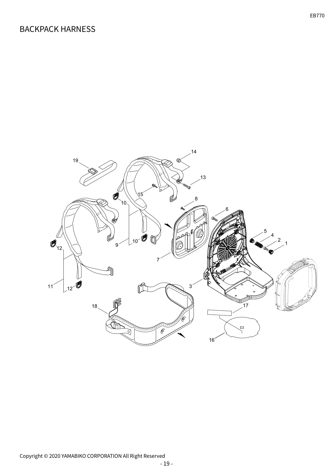 EB770 IPL page 22 - BACKPACK HARNESS