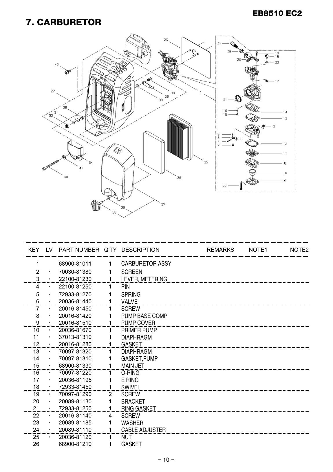 EB8510 EC2 EB8510 EC2 IPL page 11 - GASKET