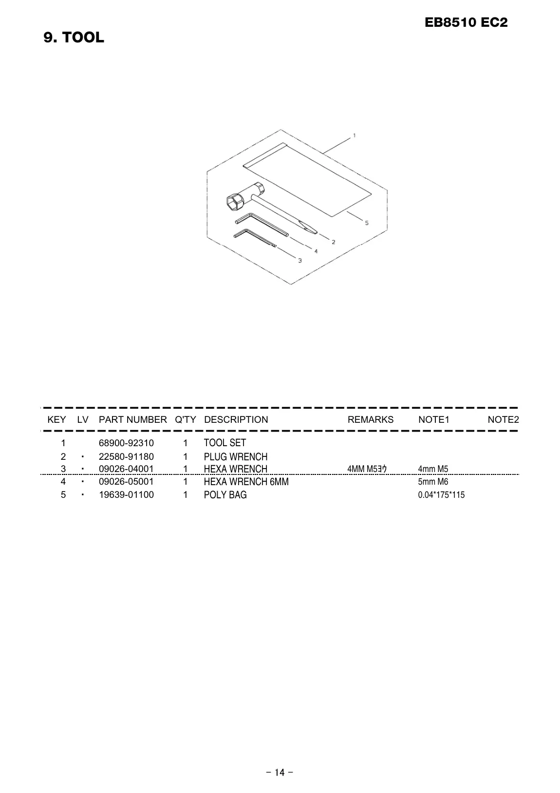 EB8510 EC2 EB8510 EC2 IPL page 15 - POLY BAG