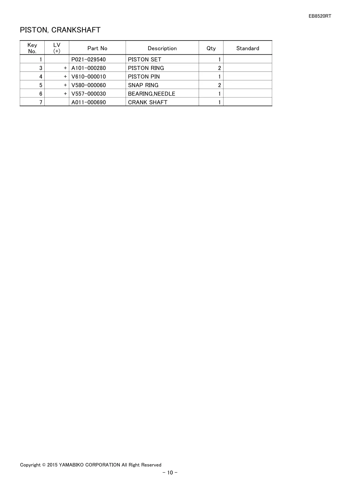 EB8520RT IPL page 12 - PISTON, CRANKSHAFT