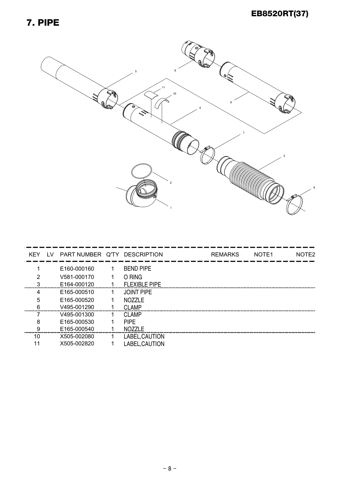 EB8520RT IPL page 9 - LABEL,CAUTION