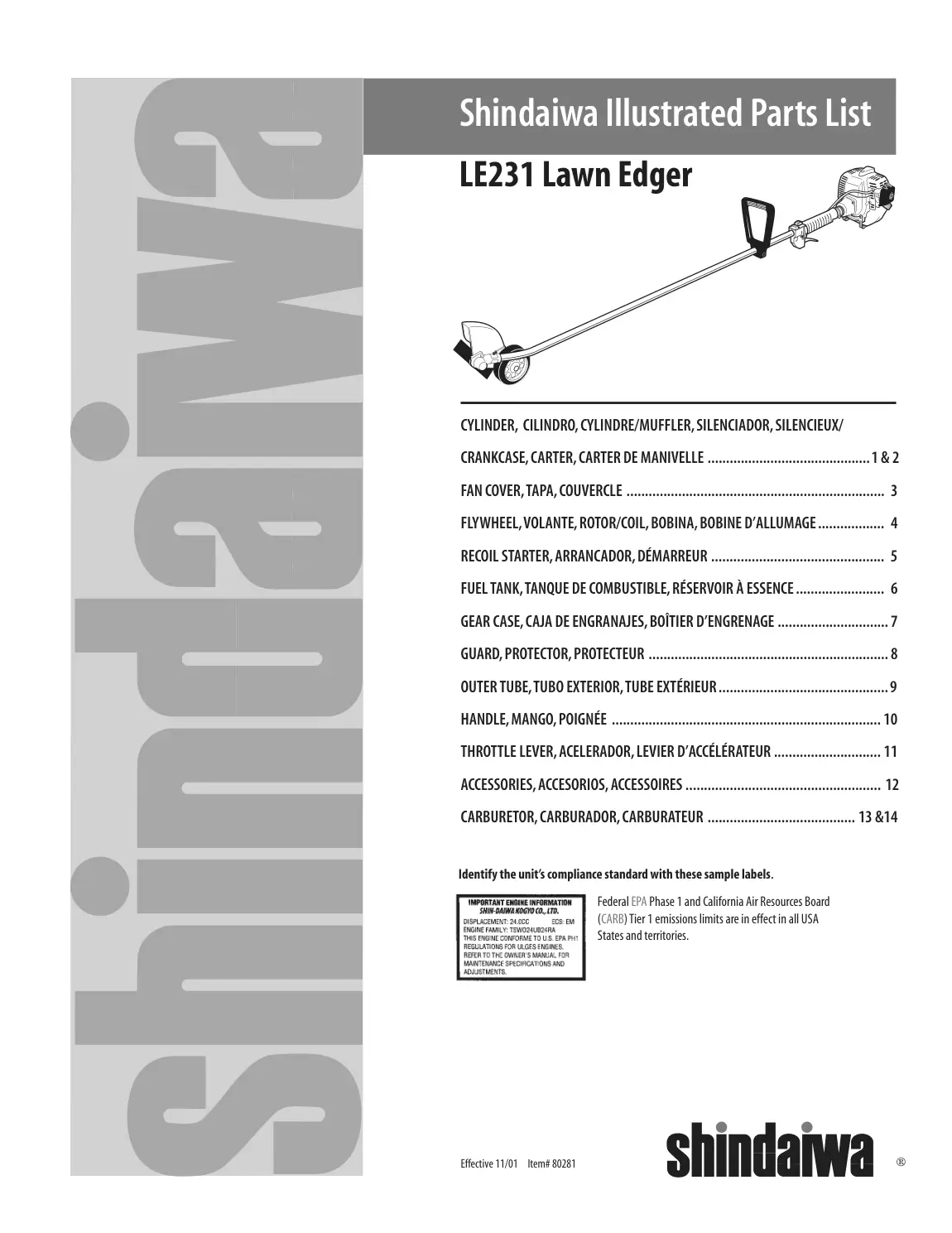Shindaiwa LE231 Edger IPL