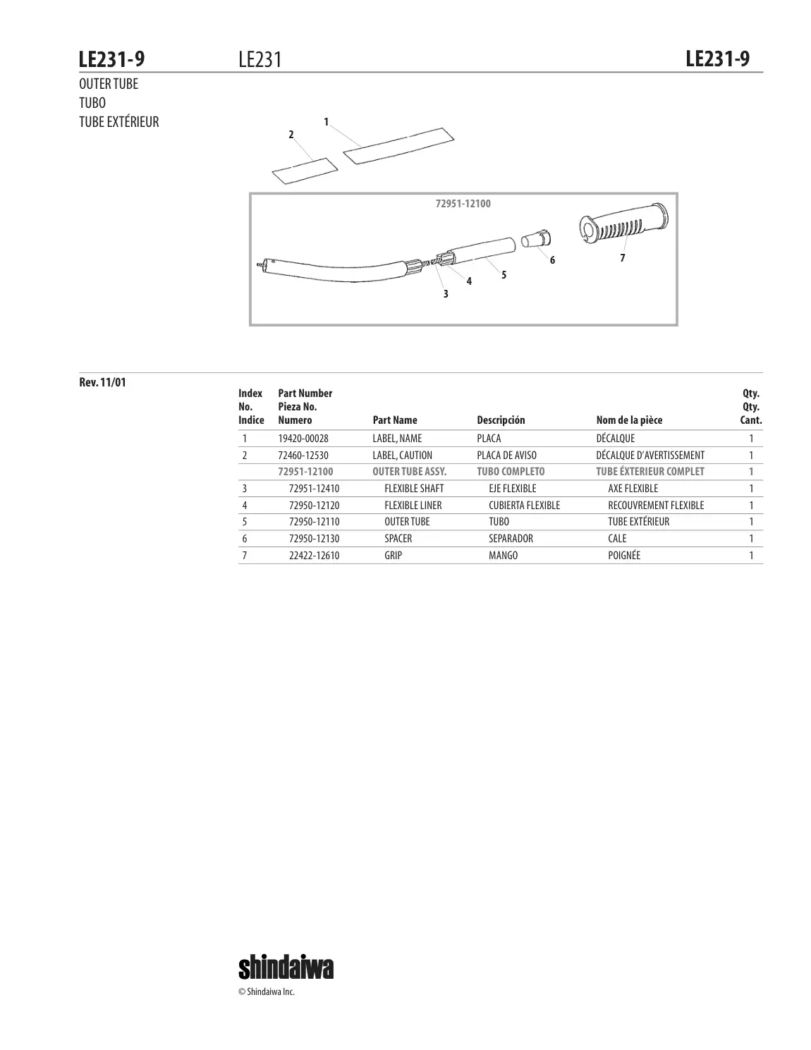 LE231 IPL page 10 - OUTER TUBE