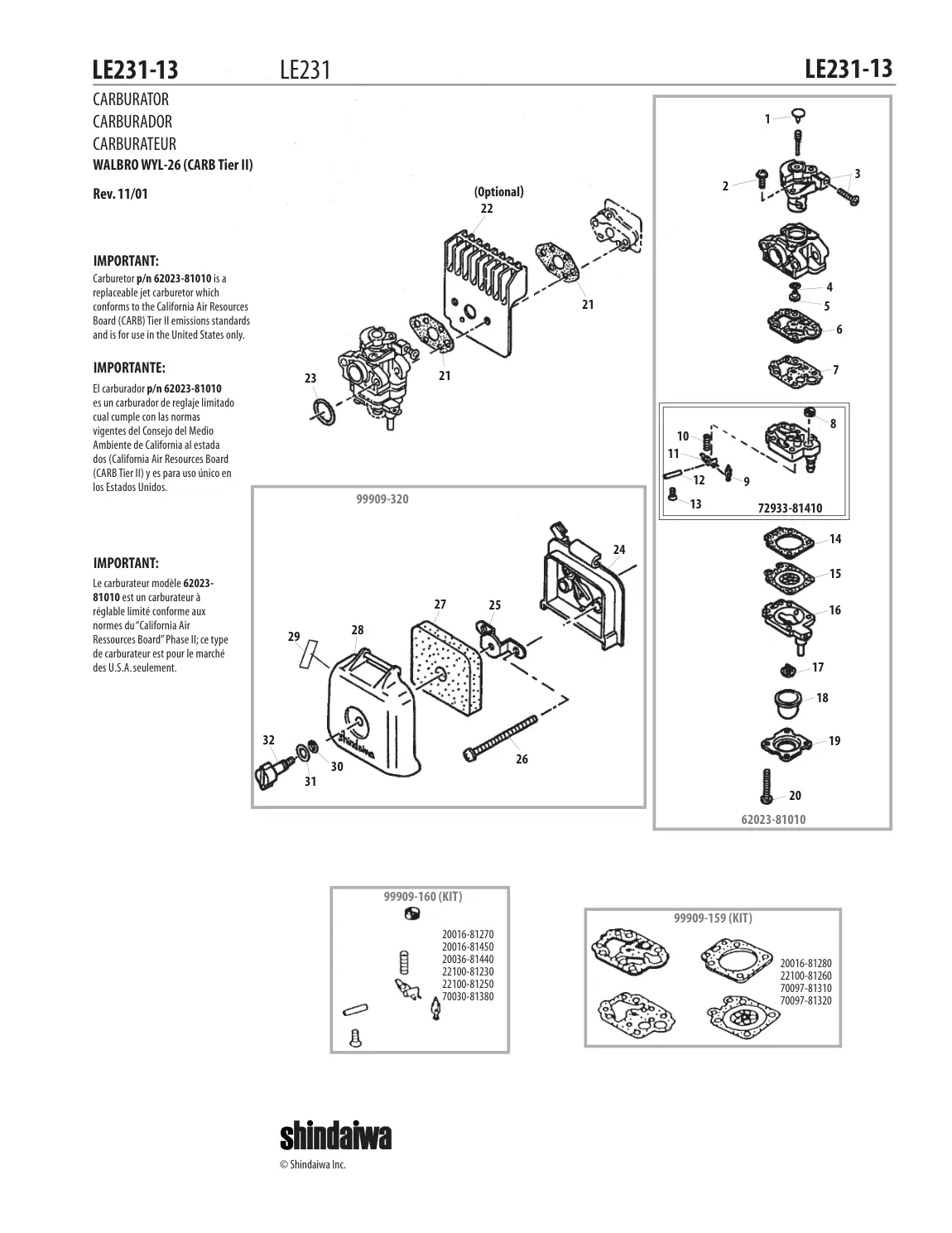 LE231 IPL page 14 - WALBRO WYL-26 (CARB Tier II)