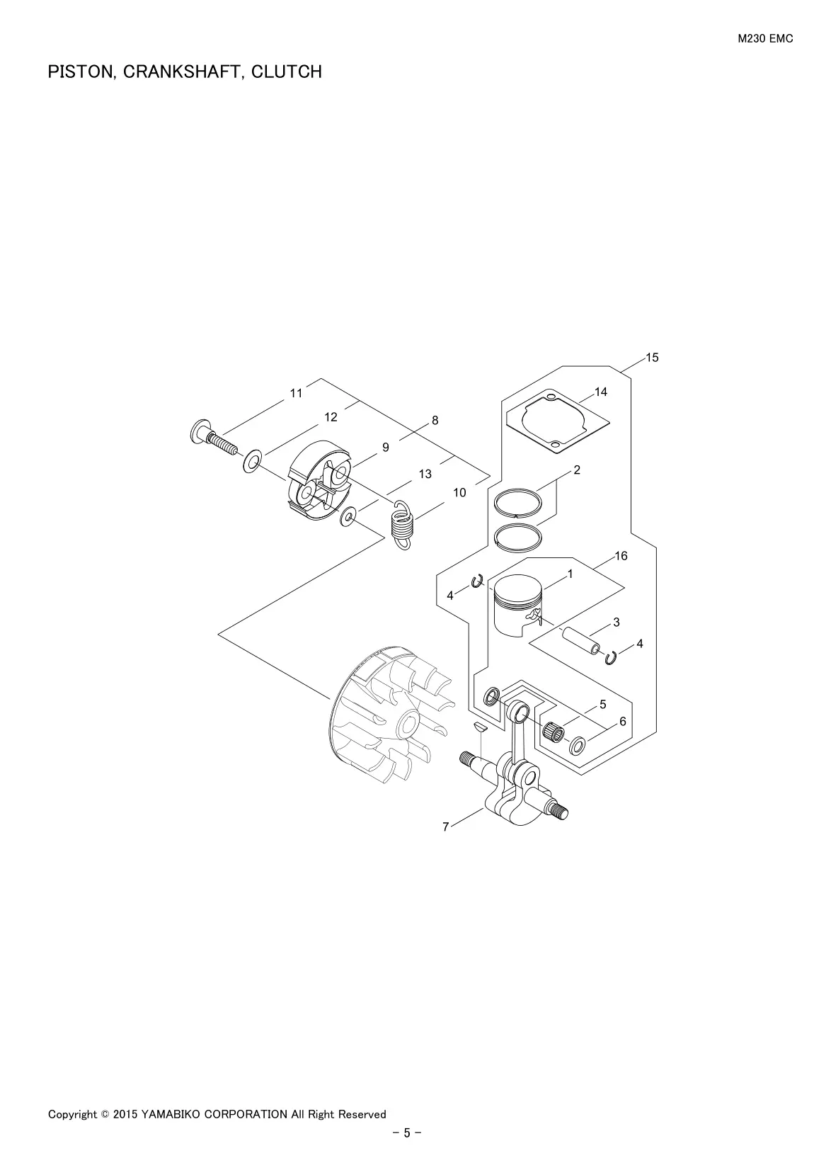 M230 EMC IPL page 7 - PISTON, CRANKSHAFT, CLUTCH