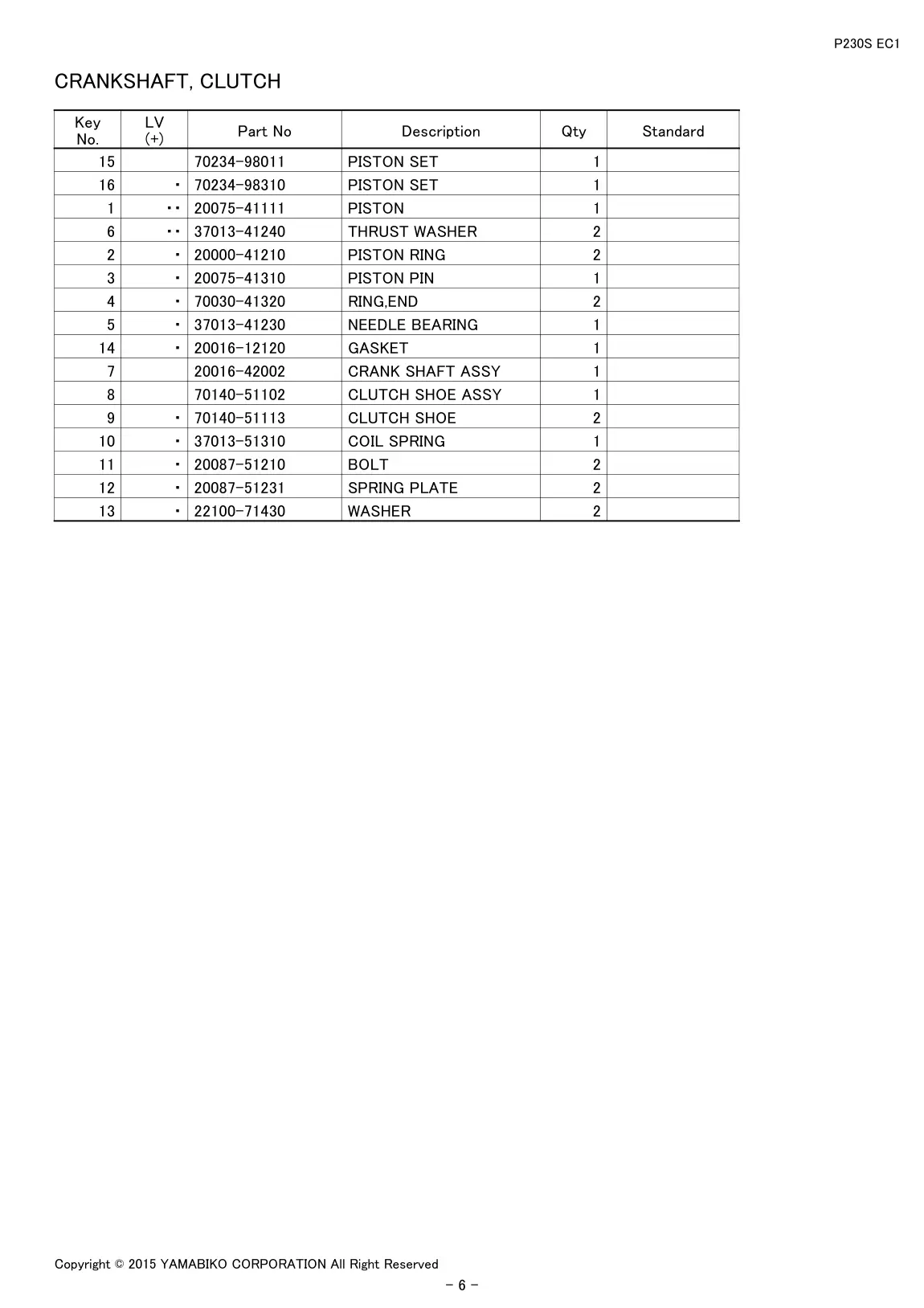 P230S EC1 IPL page 8 - CRANKSHAFT, CLUTCH