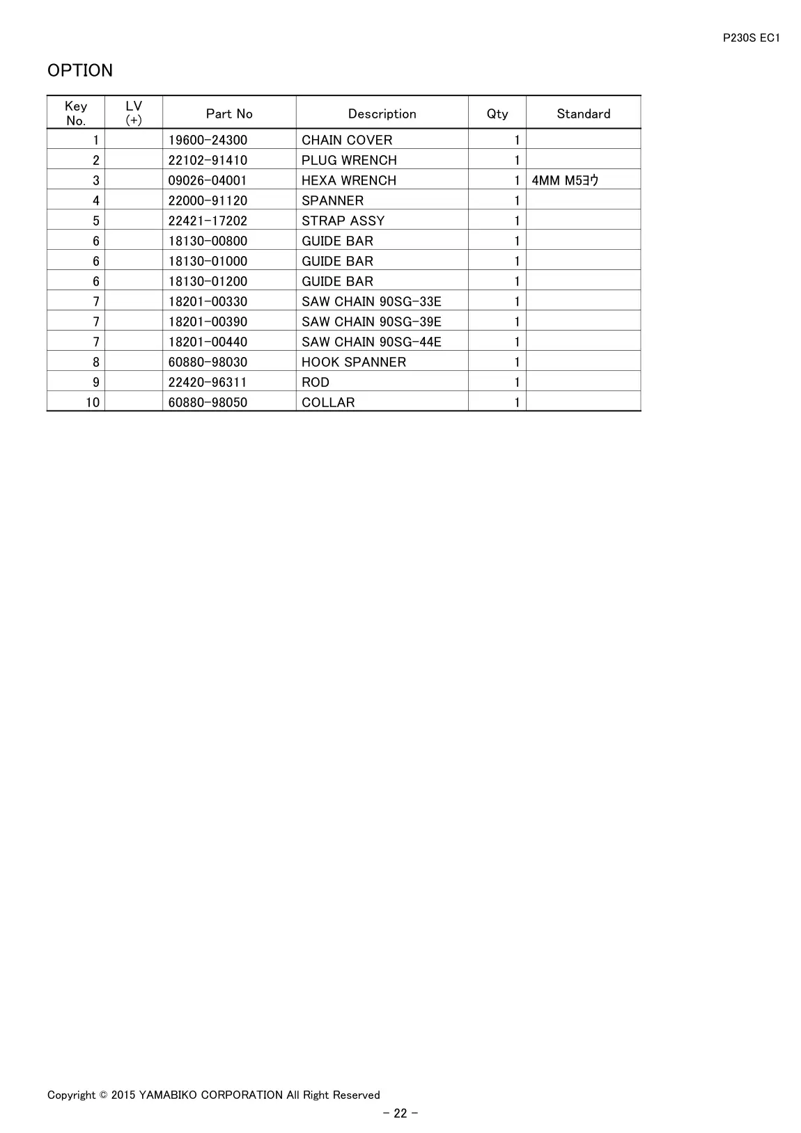 P230S EC1 IPL page 24 - OPTION