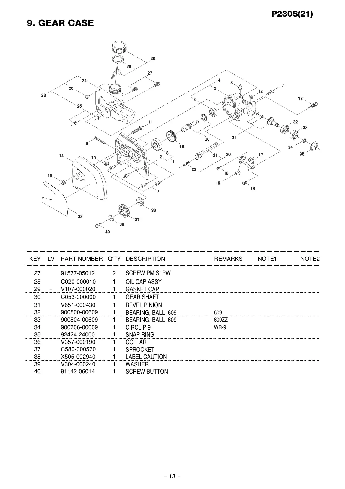 P230S IPL page 14 - SCREW BUTTON