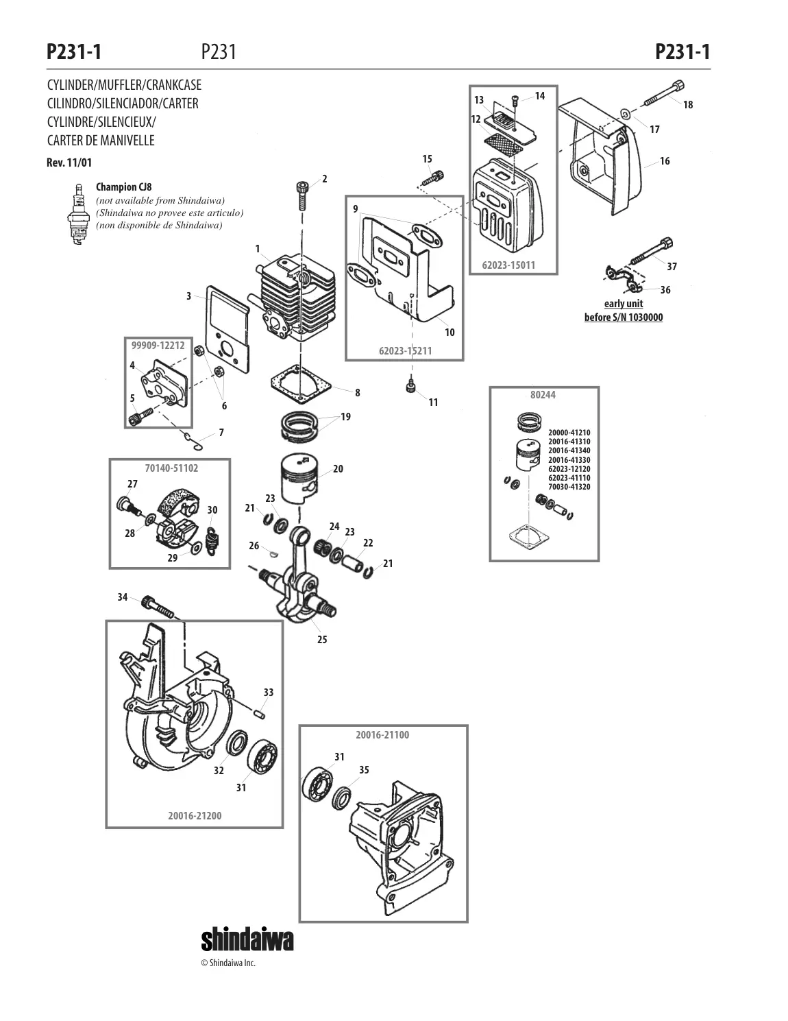 P231 IPL page 2 - CYLINDER/MUFFLER/CRANKCASE