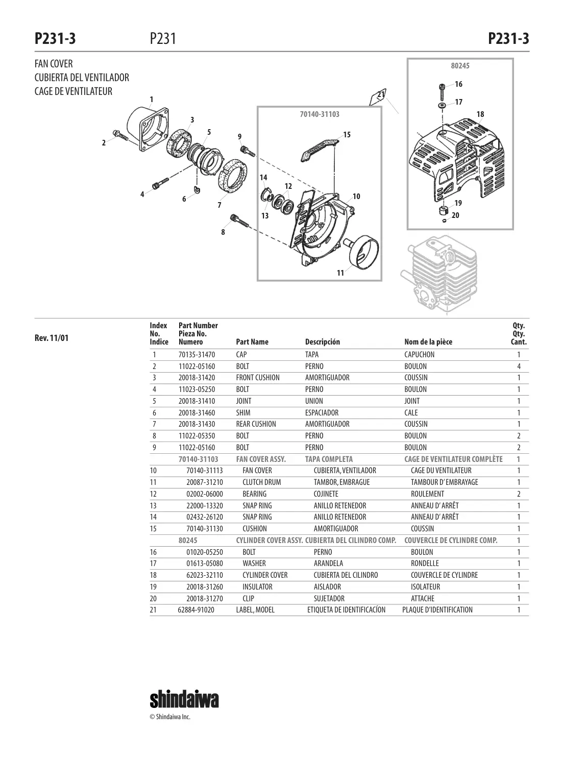 P231 IPL page 4 - CUBIERTA DEL VENTILADOR